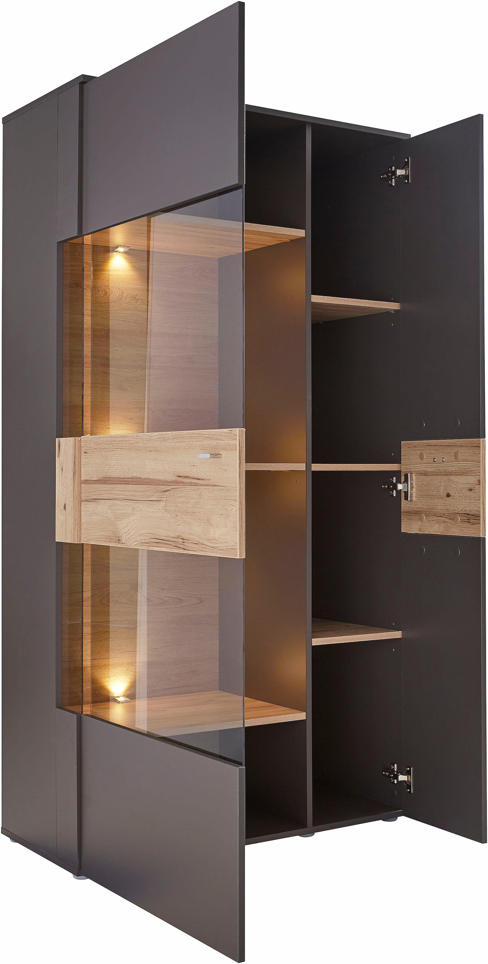 FORTE Vitrine »Como«, Highboard, LED Beleuchtung Einlegeböden, Glastüre, Soft Close