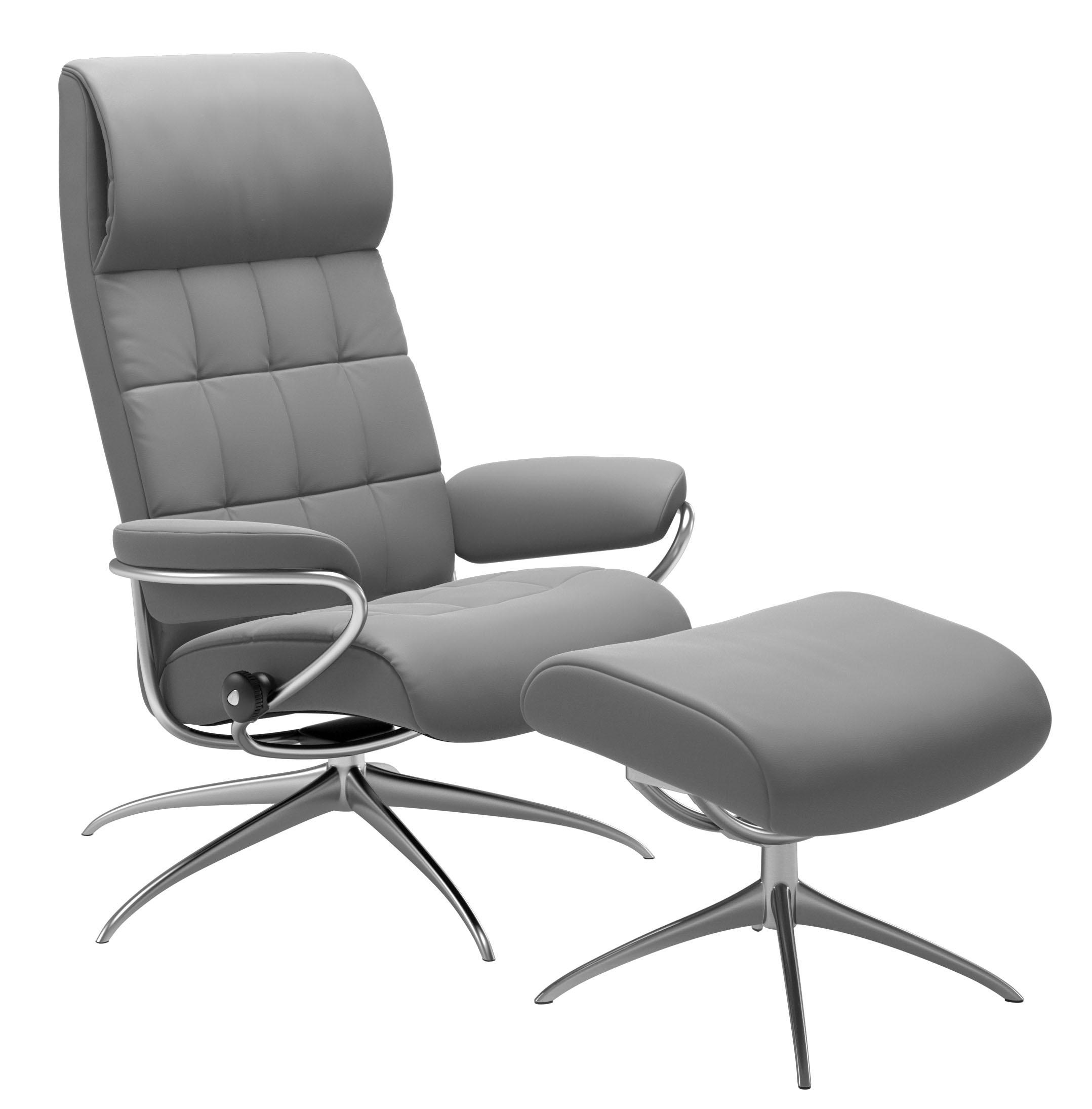 Stressless Relaxsessel "London", (Set, Relaxsessel mit Hocker), mit Hocker, High Back, mit Star Base, Gestell Chrom