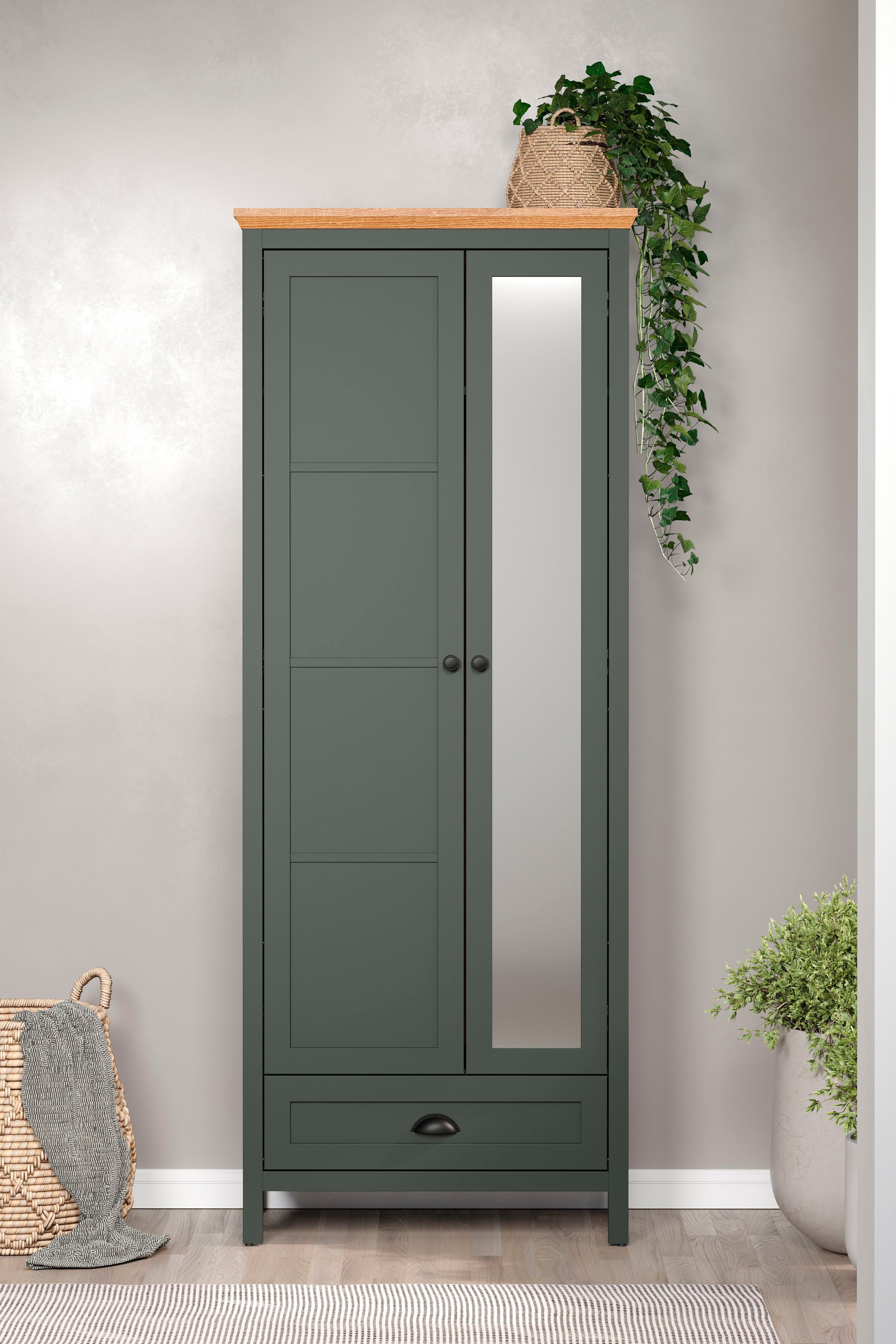 Home affaire Garderobenschrank "Vienna" 1 Stk. tlg. Garderobenschrank, 2 Türen, 1 Schubkasten & Vollauszug 77/39/198 cm