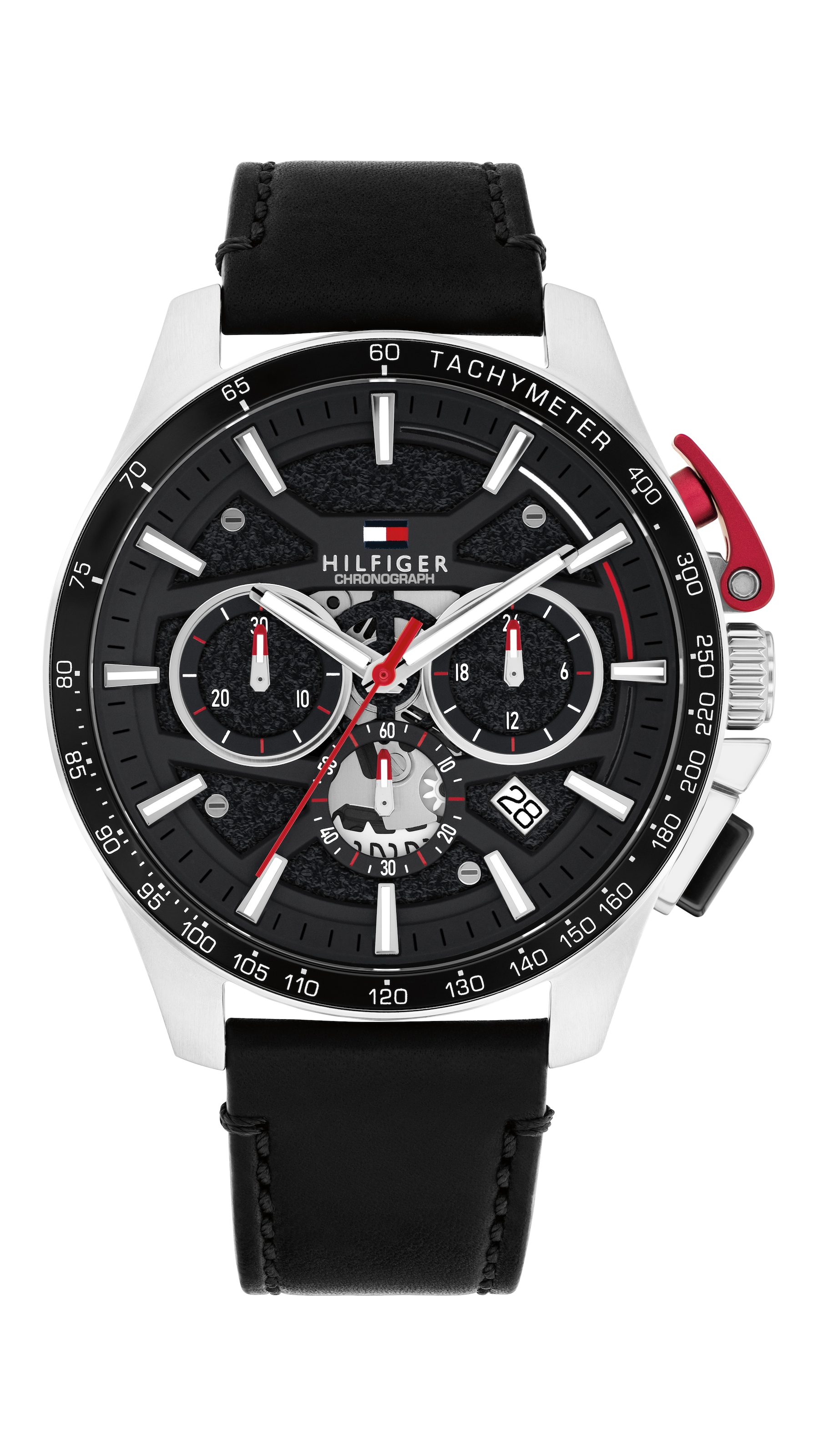 Tommy Hilfiger Chronograph »BANK« Quarzuhr, Armbanduhr, Herrenuhr, Lederarmband, analog, Tag