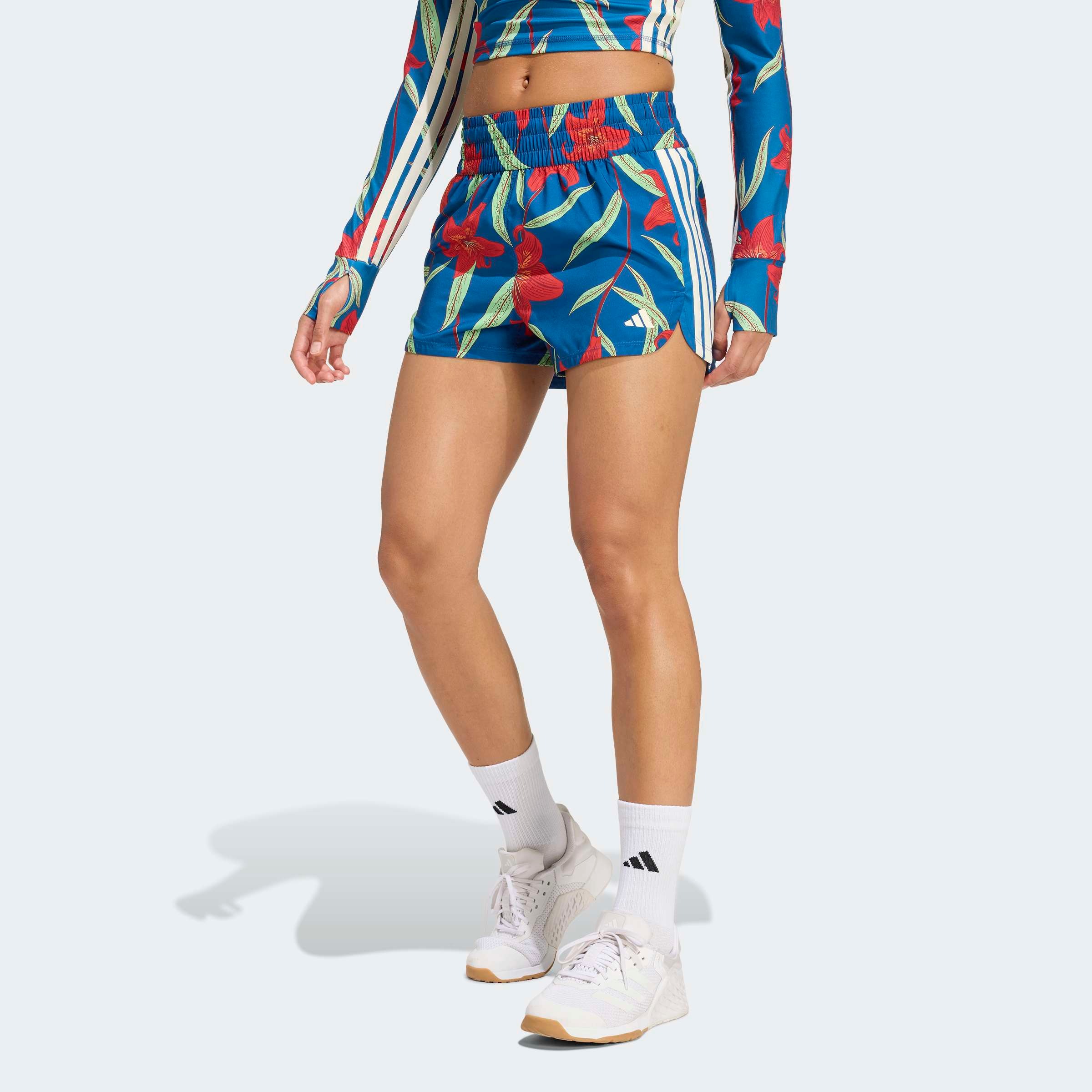 Shorts ADIDAS PERFORMANCE "ADIDAS X FARM PIO PACER", Damen, Gr. XS, N-Gr, schwarz marine, tactile rot, cream weiß, normal, gr., Obermaterial: 100% Polyester, Hosen Shorts