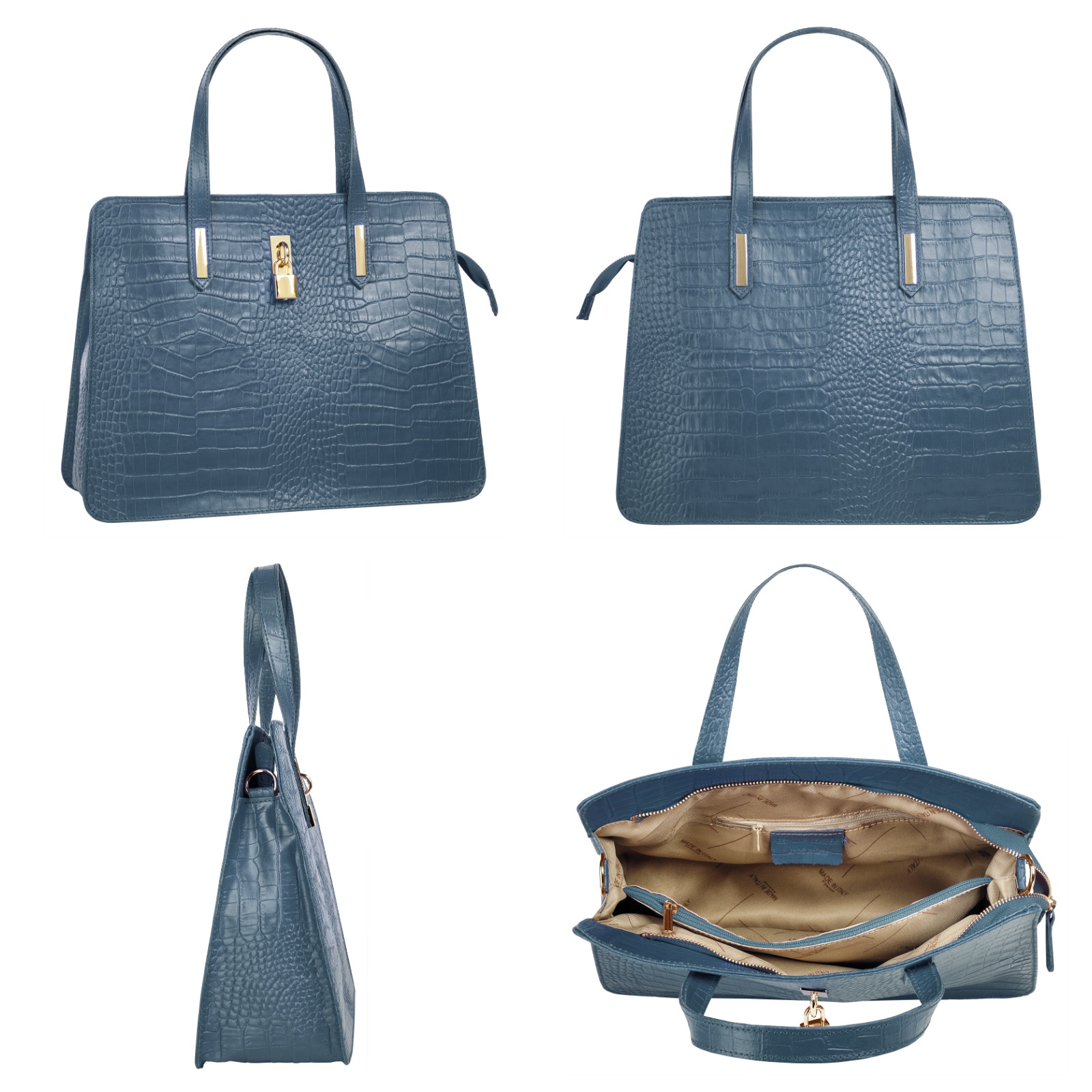 Cluty Henkeltasche, echt Leder, Made in Italy
