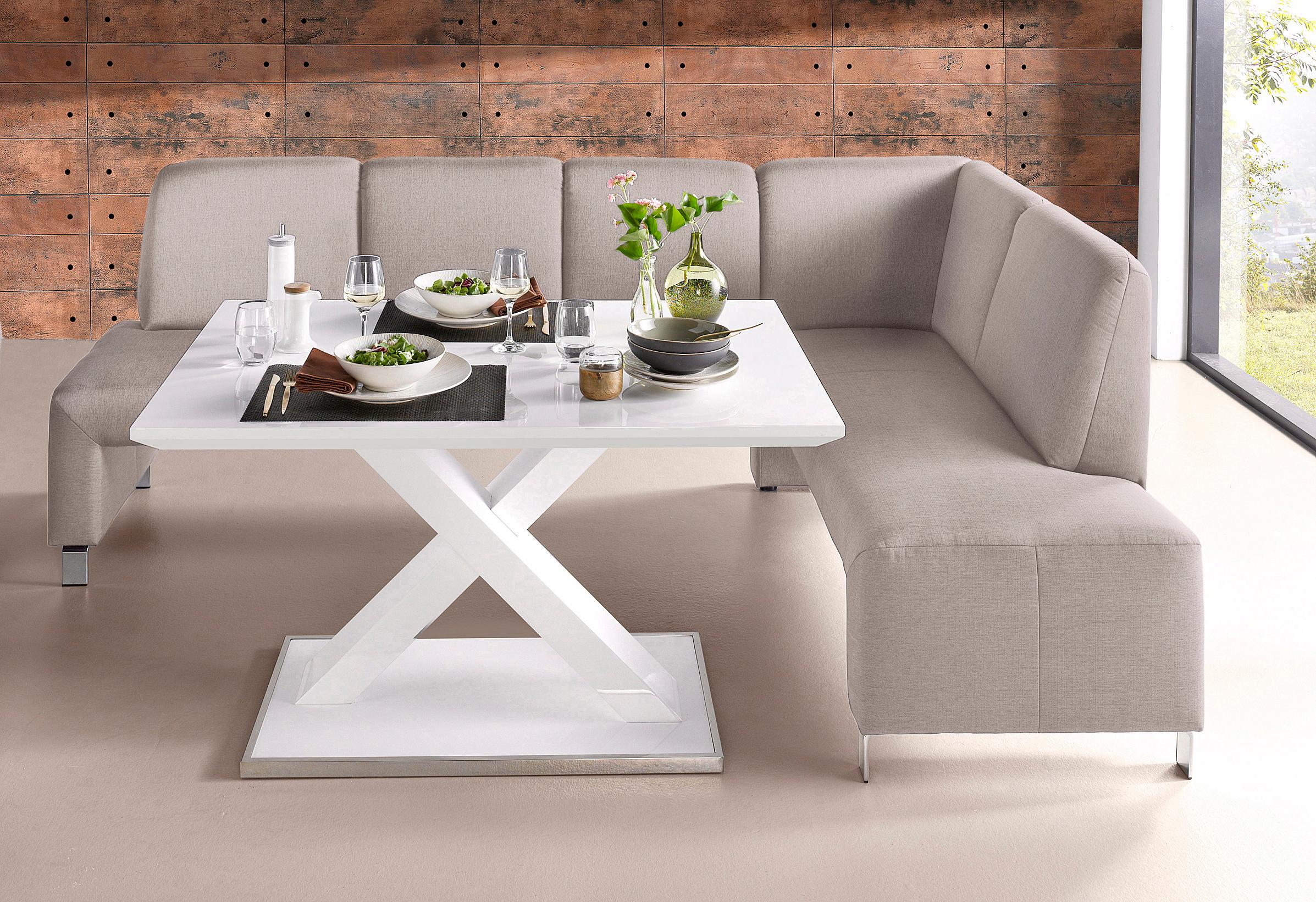 exxpo - sofa fashion Eckbank "Intenso, viele Bezugsstoffe Cord, Struktur 243/158 cm (B/T)" hohe Bodenfreiheit, frei im Raum stellbar, hoher Sitzkomfort