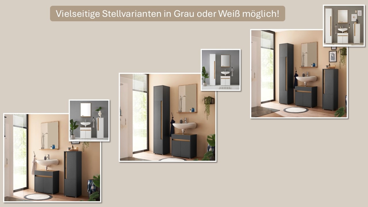 Thumbnail - INOSIGN Midischrank "CITY/GIRON, Badschrank mit Griffmulde, Hochschrank in zeitlosem Design", in den Farben Weiß und Ant...