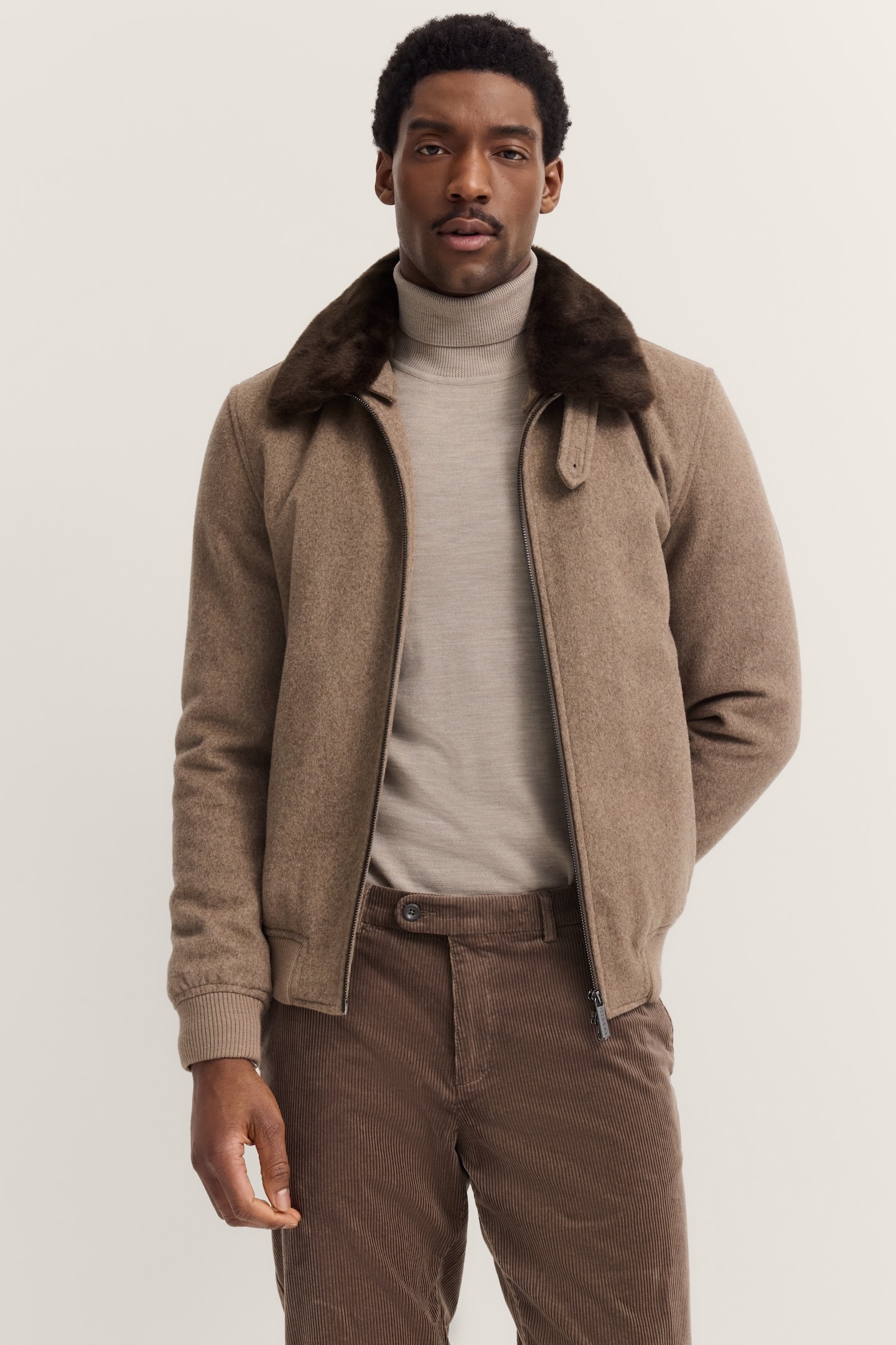 bugatti Wolljacke "Modern Fit", mit abnehmbarem Kunstfellkragen günstig online kaufen