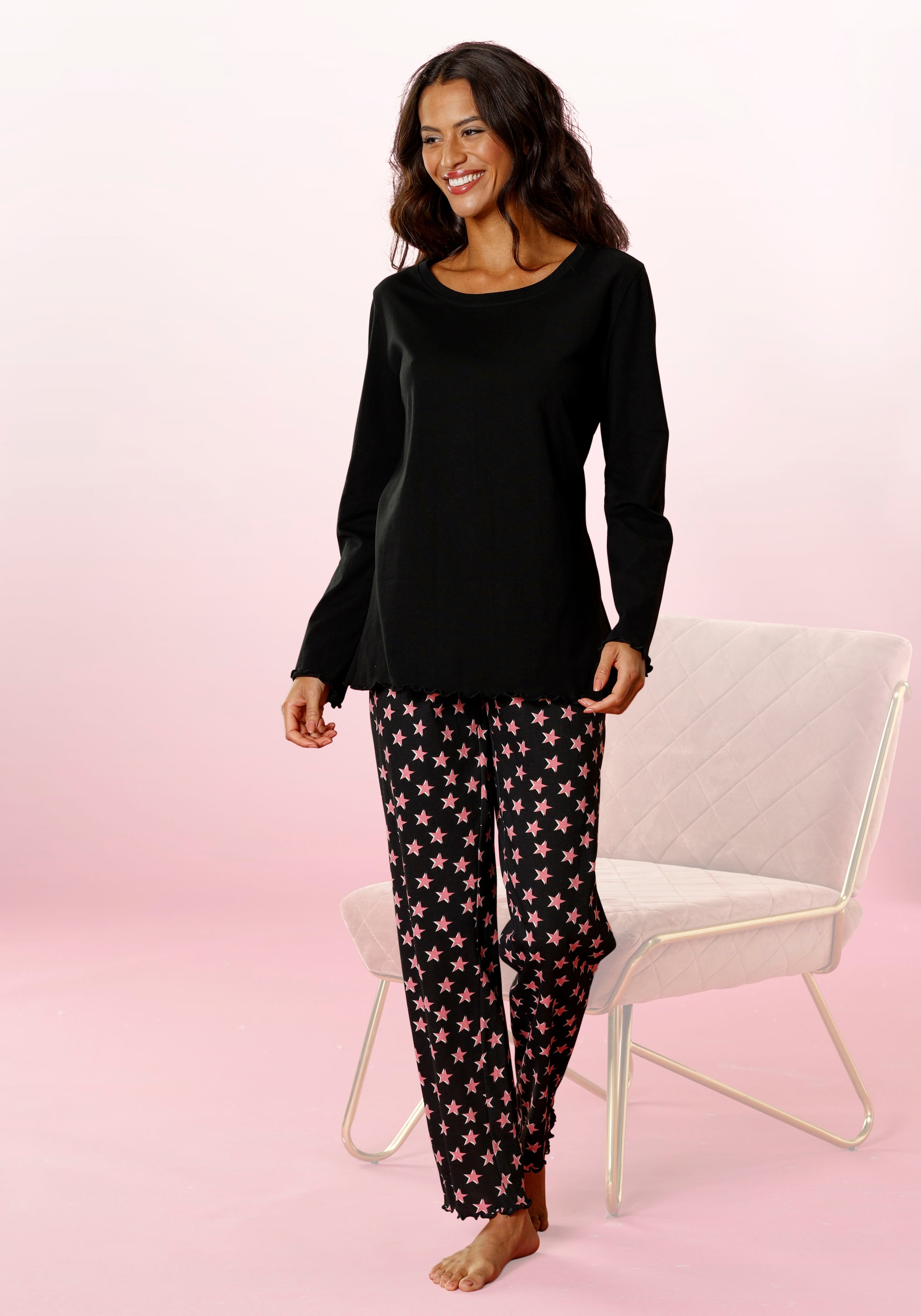 Vivance Dreams Pyjama, (2 tlg.), mit Sternchen-Druck