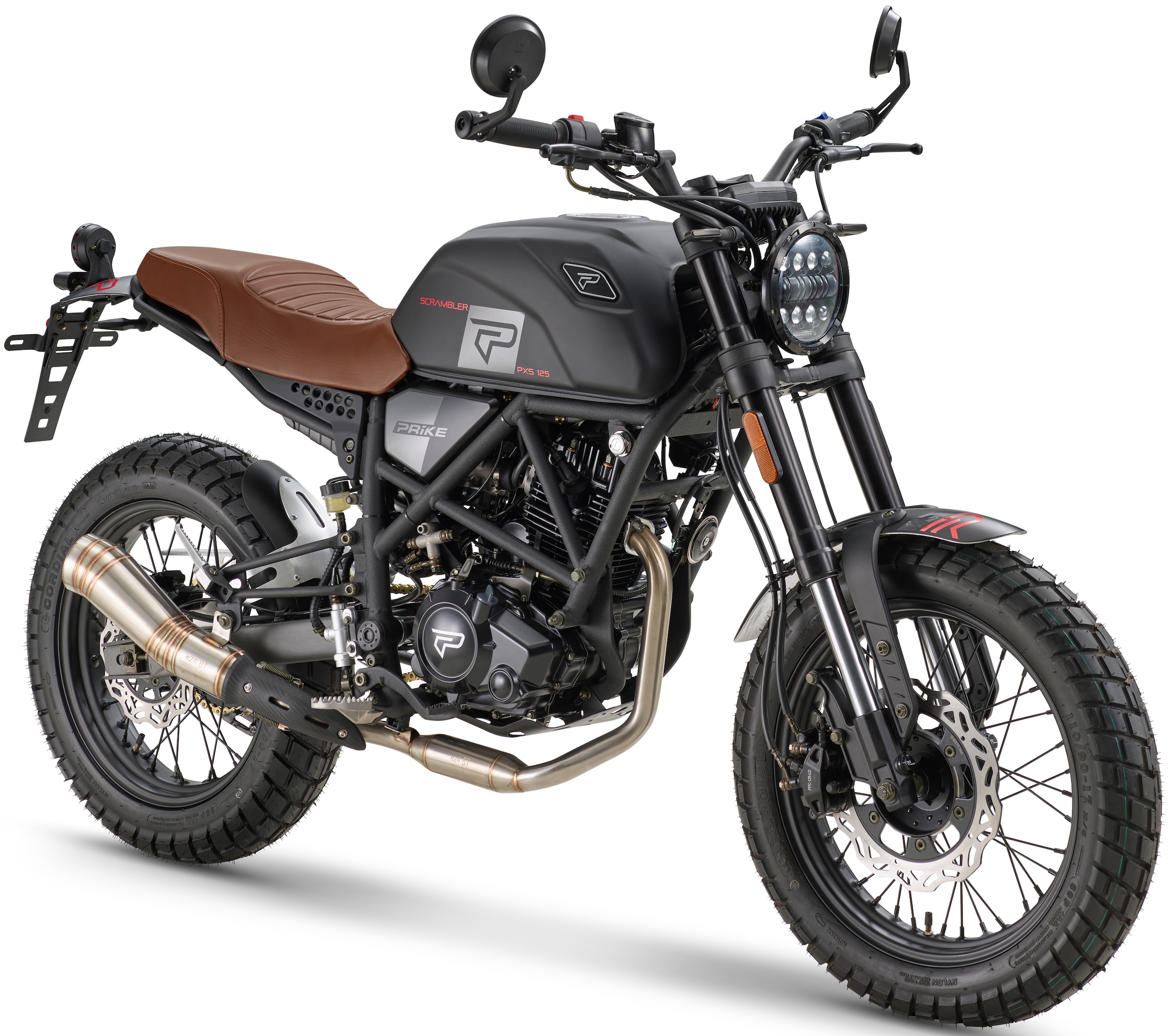 PRIKE Motorrad "PXS 125 Scrambler, E5+" 124 cm³ 85 km/h Euro 5+ 9,9 7,3 kW, 9,9 PS, CBS, 125er Scrambler-Design, digitales Cockpit