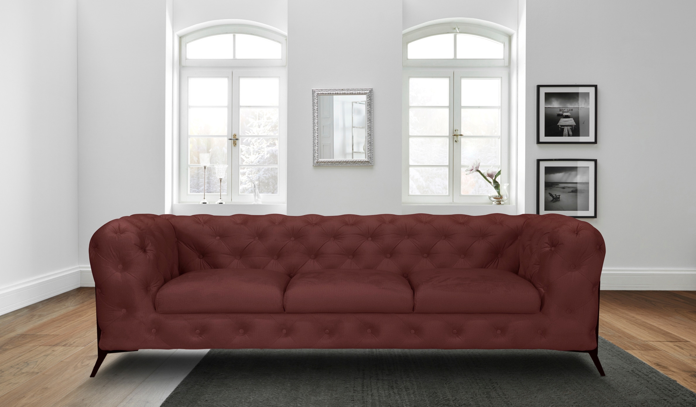 Leonique Chesterfield-Sofa »Amaury«, aufwändige Knopfheftung, moderne Chesterfield Optik, Fußfarbe wählbar