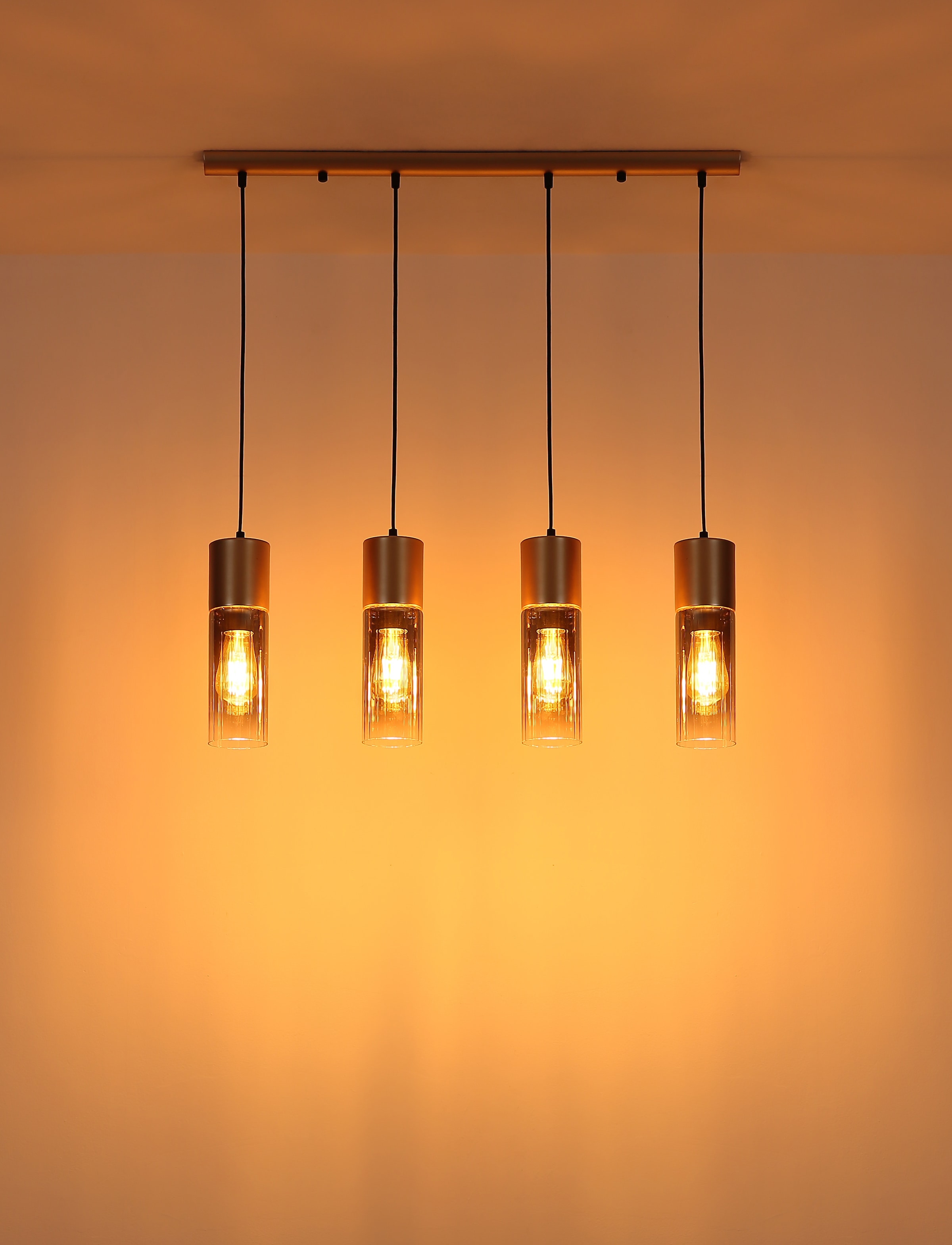 GLOBO LIGHTING Hängeleuchte »ANNIKA« E27 1 Stk. Hängeleuchte Cappuccino, Rauchglas, klar verlaufend, E27