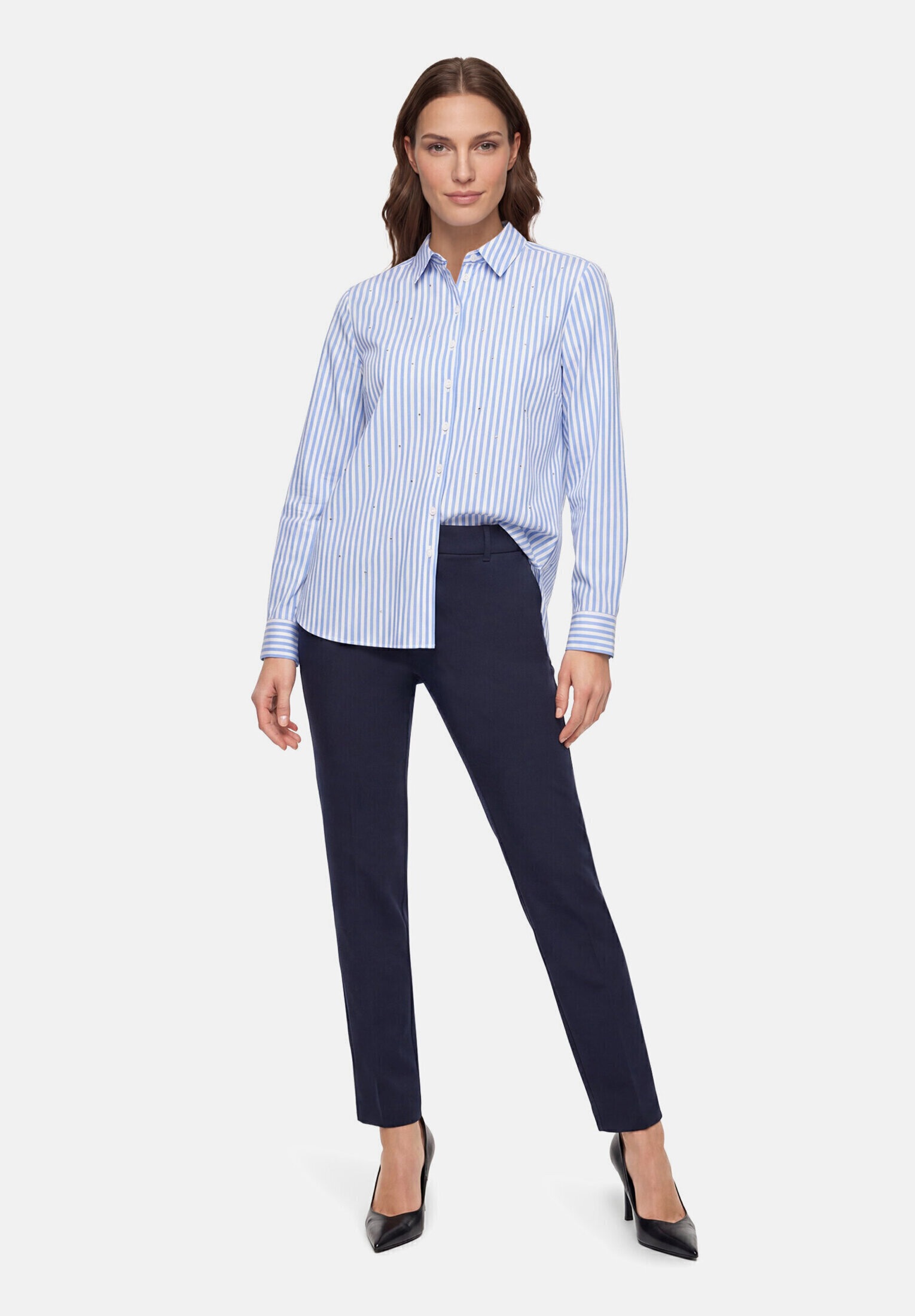 BETTY BARCLAY Damen Hemdbluse "Damen mit Kragen", blau, Gr. 46, Obermaterial: 78% Baumwolle, 19% Polyamid, 3% Elasthan, Blusen