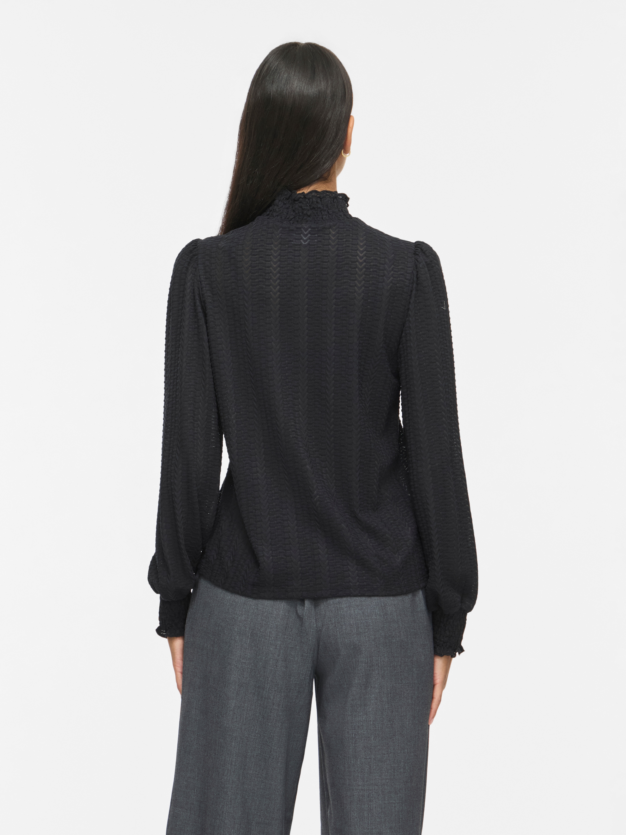 Vila Stehkragenshirt »VILYRI L/S SMOCK TOP - NOOS« Materialmix