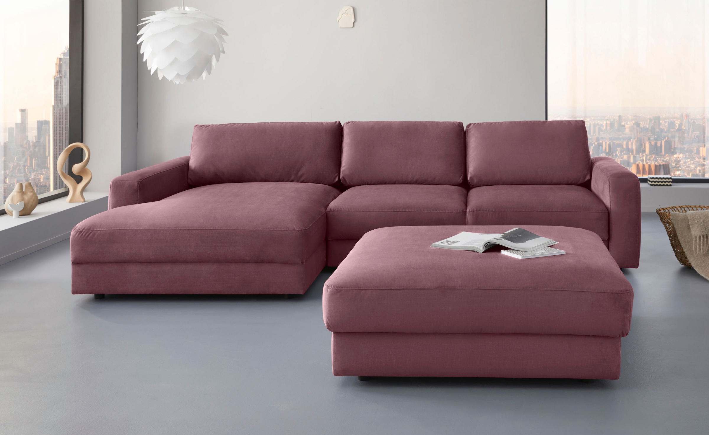 Home affaire Ecksofa "Bloomfield, bequem und elegant, Breite 303cm, L-Form" mit Bettfunktion und Bettkasten, Unser Dauertiefpreis