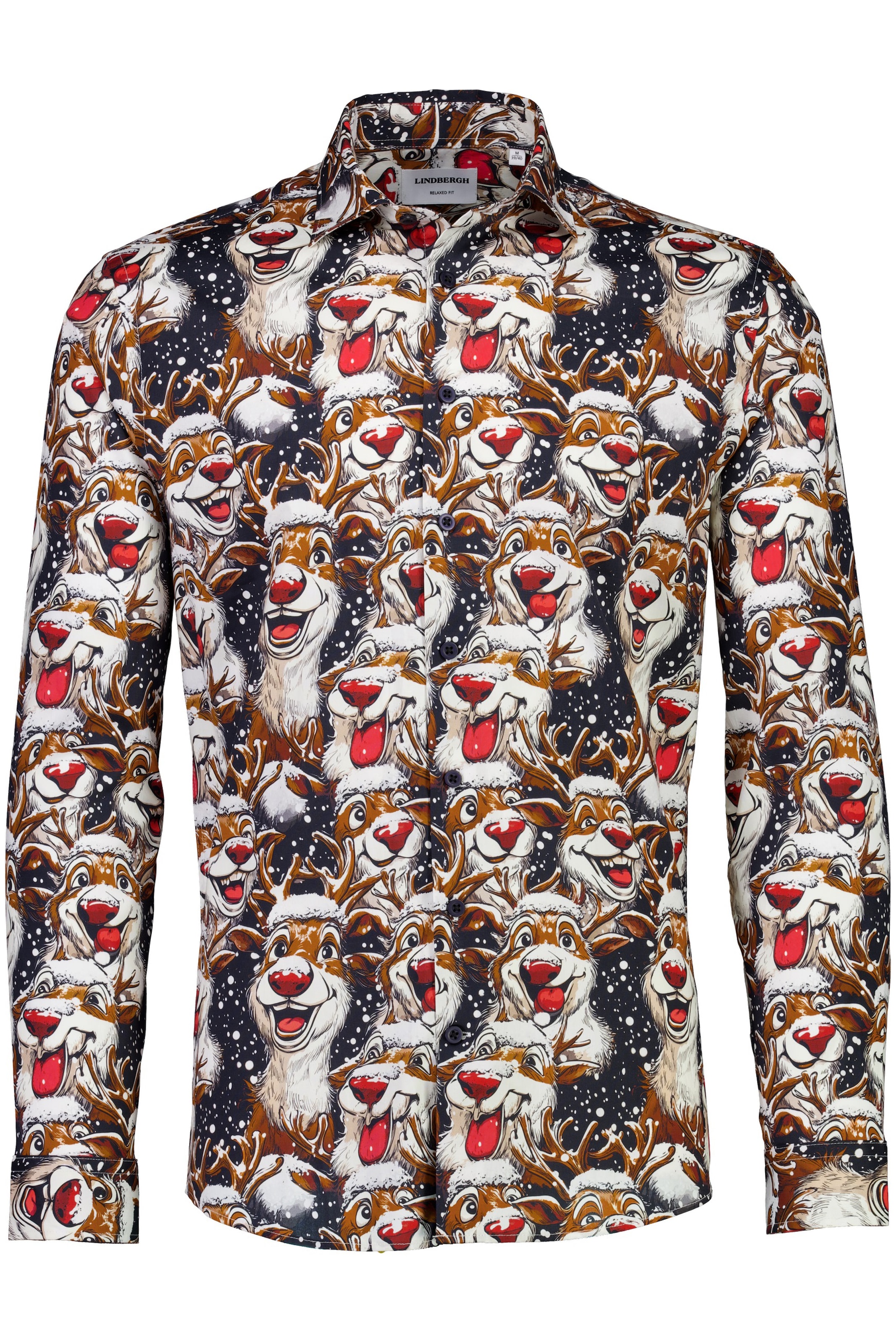 LINDBERGH Langarmhemd mit weihnachtlichem All-Over Print