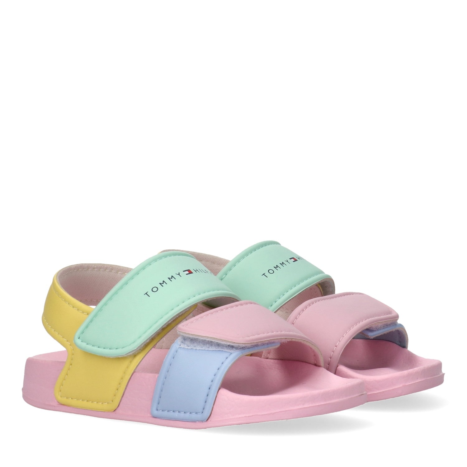 Badesandale TOMMY HILFIGER, Mädchen, Gr. 28, bunt, Synthetik, Schuhe, Badesandale, Klettschuh mit Logoschriftzug