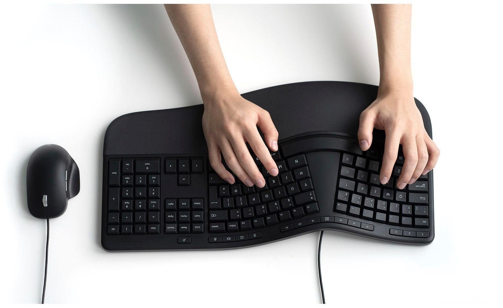 Microsoft ergonomische Tastatur »LXM-00006«, (ergonomische Form-USB-Anschluss)