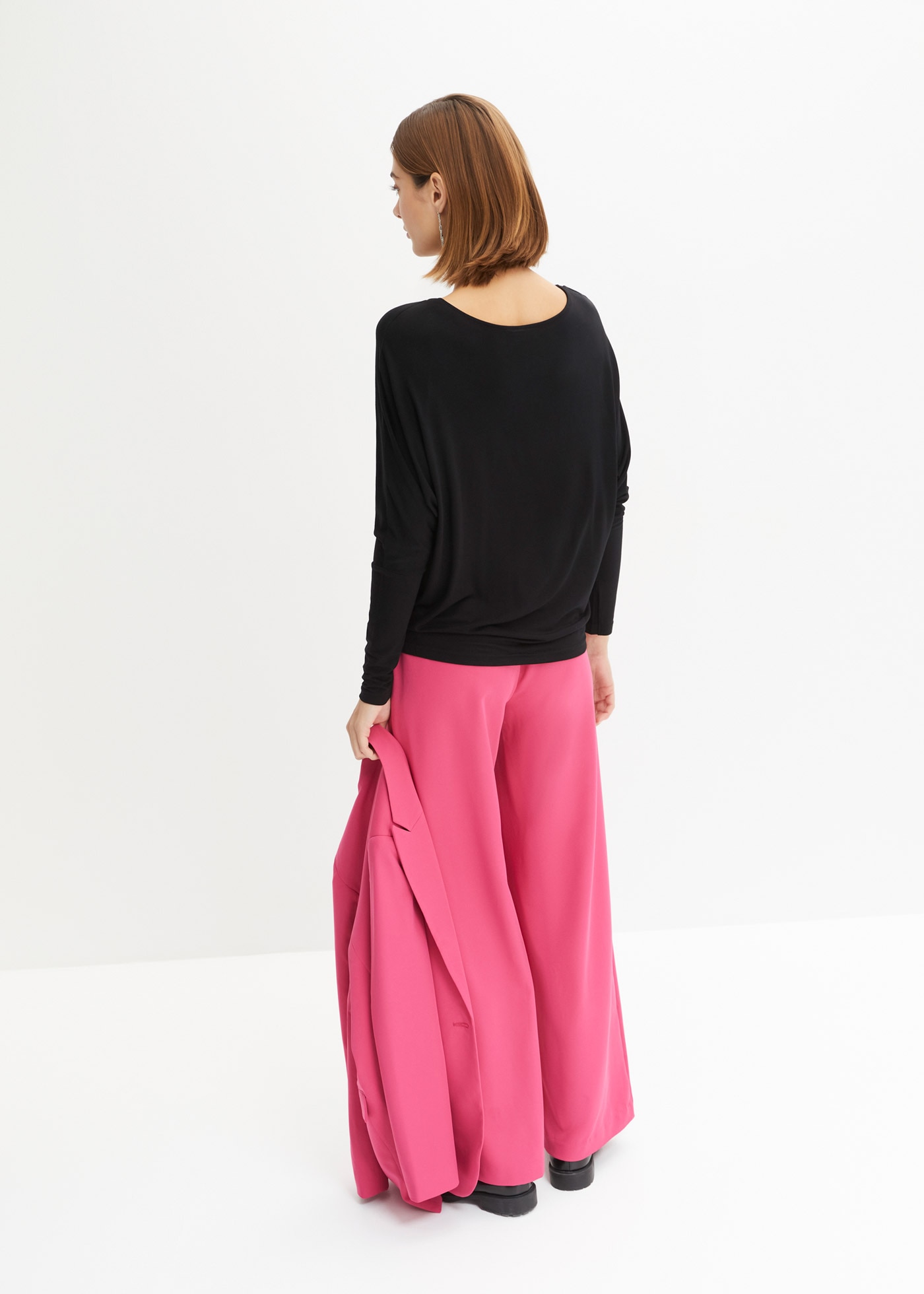 bonprix Langarmshirt »Langarmshirt aus softem Viskose-Mix« lässig geschnittene Passform, Rundhalsausschnitt, aus Viskose-Mix