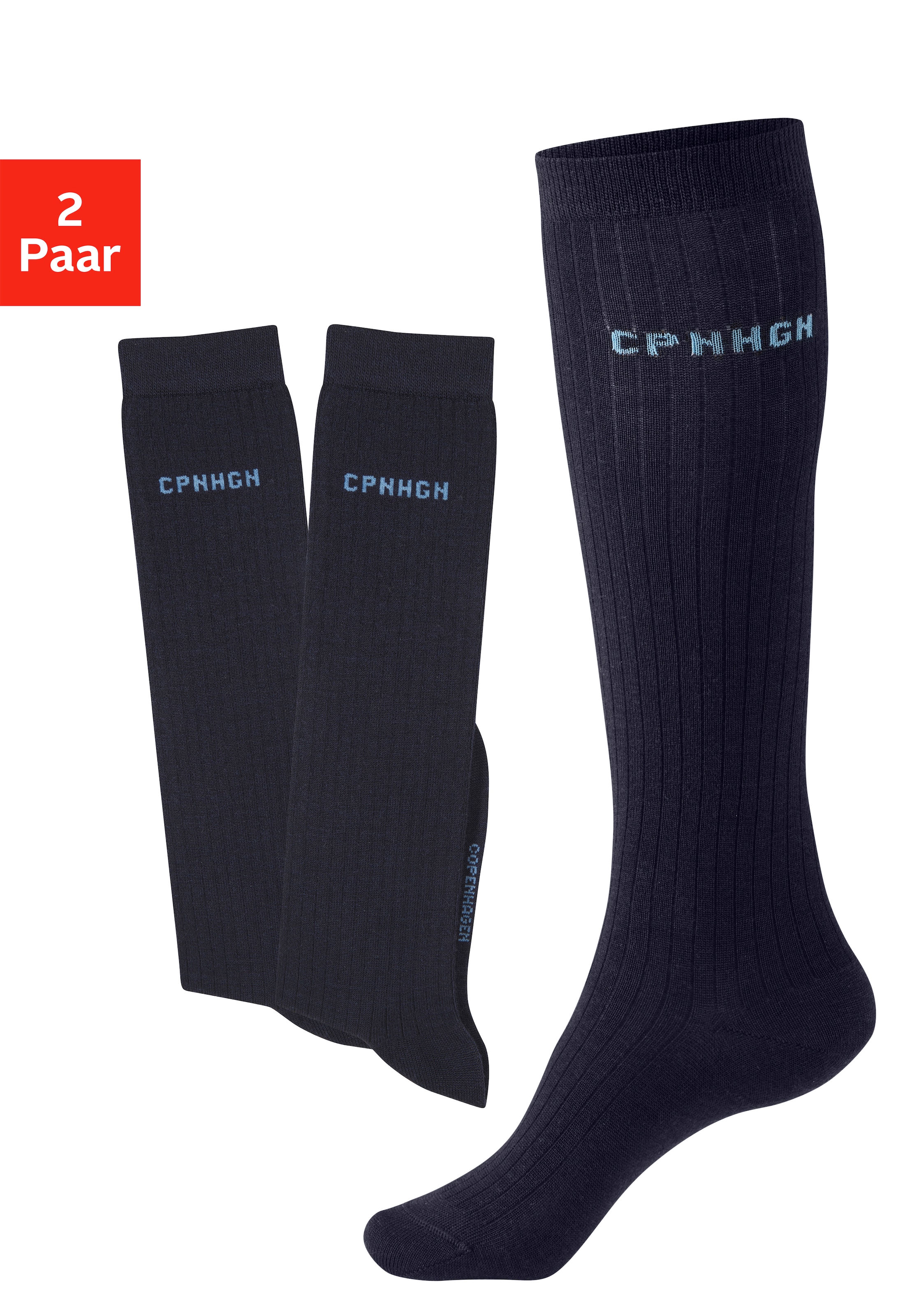Copenhagen Studios Kniestrümpfe, (Packung, 2 Paar), mit weicher wärmender W günstig online kaufen