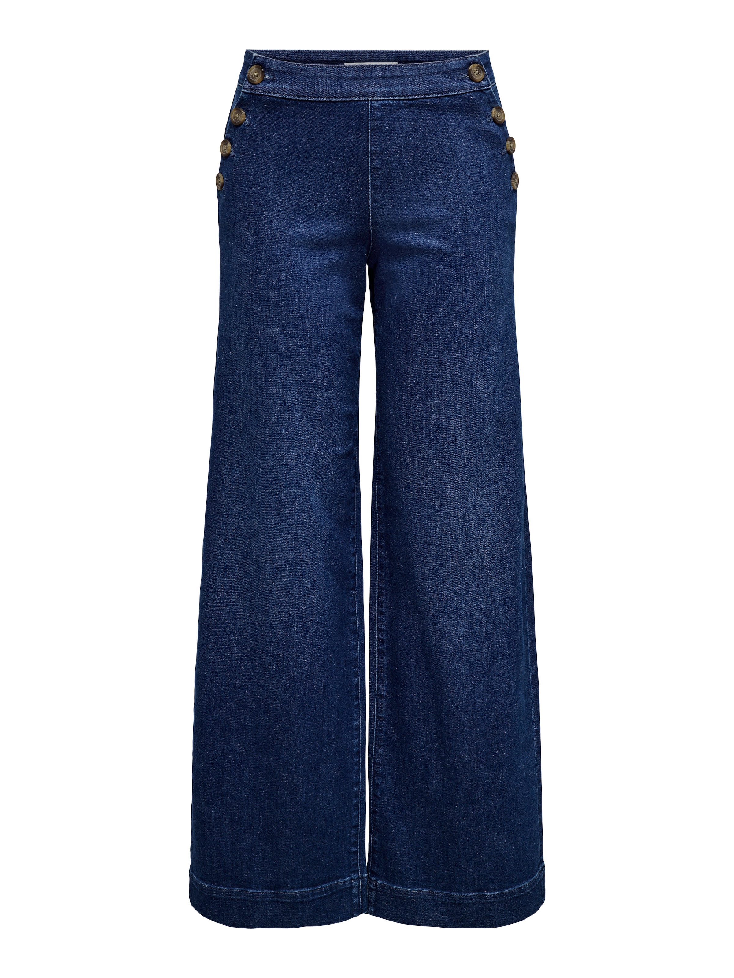 ONLY High-waist-Jeans »ONLMADISON HW BUTTON WIDE DNM GEN533NOOS«, sanft gewaschener dunkler Denim-Look