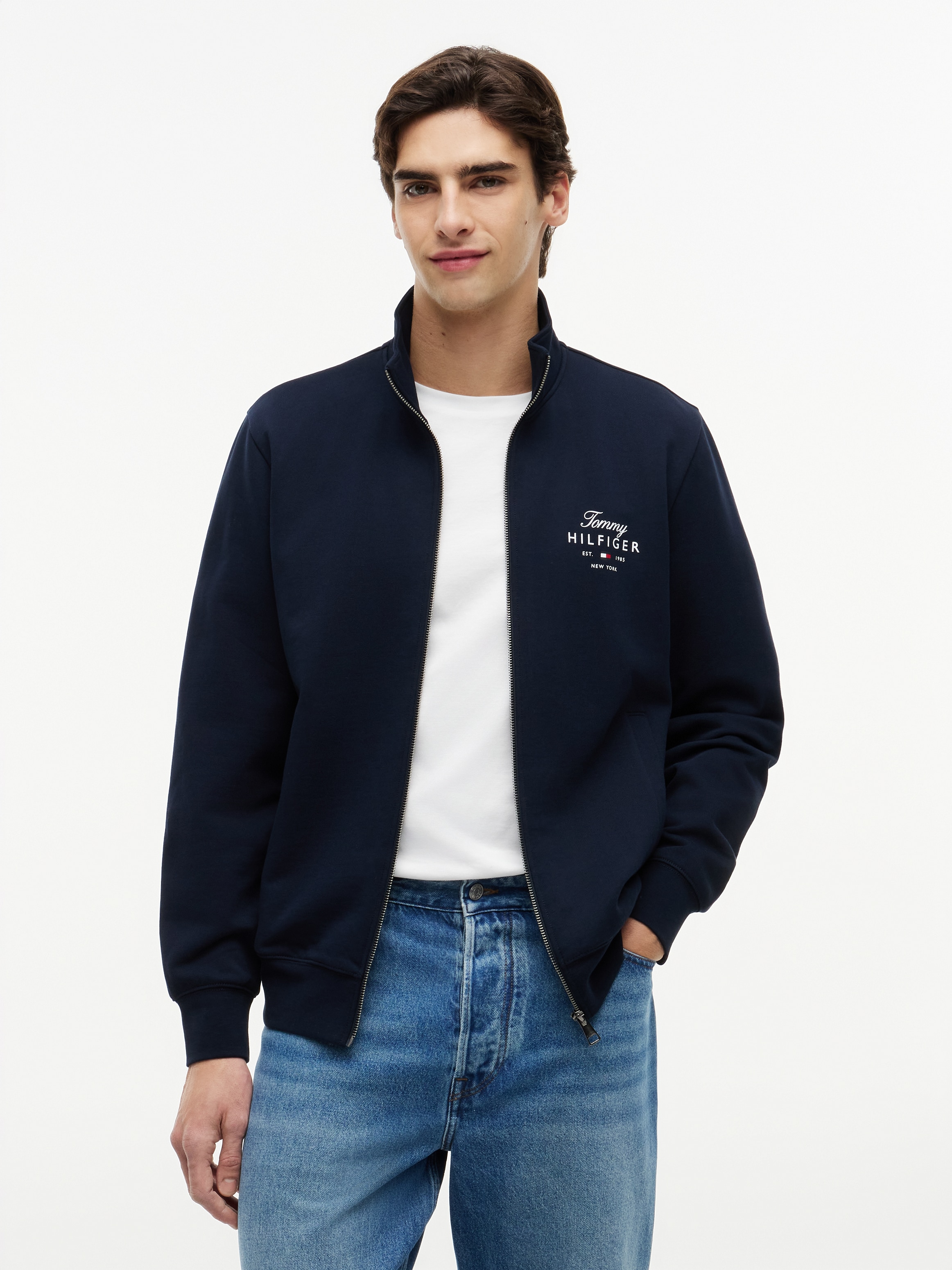 Tommy Hilfiger Sweatjacke "SCRIPT STACK FZ STAND COLLAR"