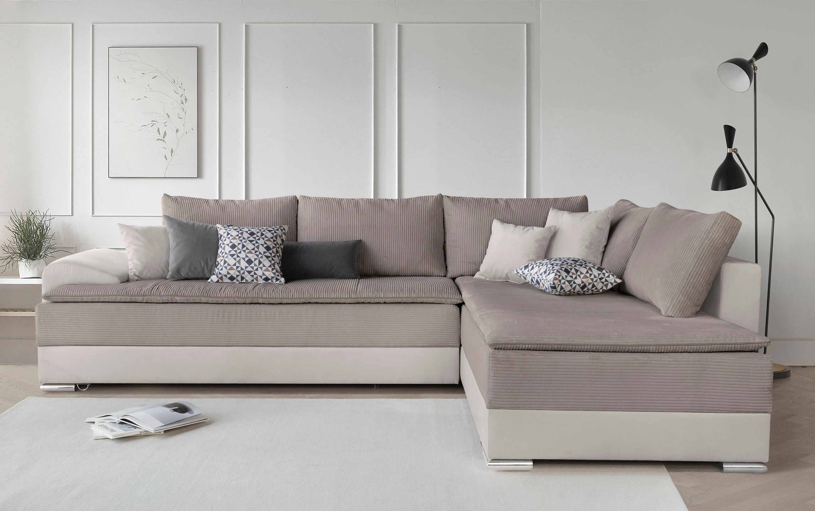 Home affaire Ecksofa "Night & Day L-Form, B: 324 cm, Dauer-Schlaffunktion und Armlehne" Schlaffunktion & Bettkasten, Boxspringbett 180x200 cm