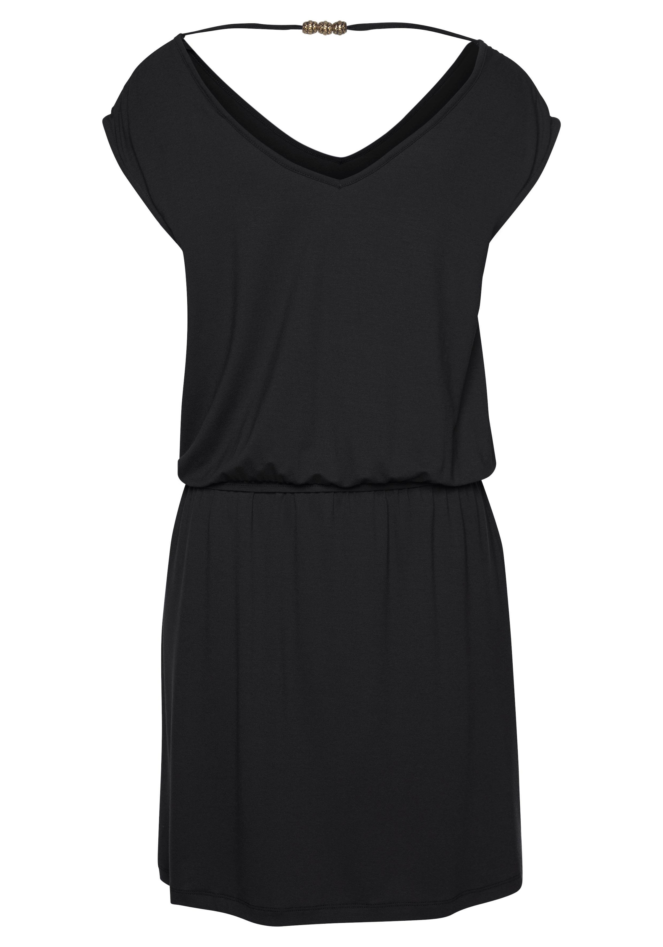 LASCANA Jerseykleid, mit Zierband am Rücken, kurzes Sommerkleid, Strandkleid, Basic