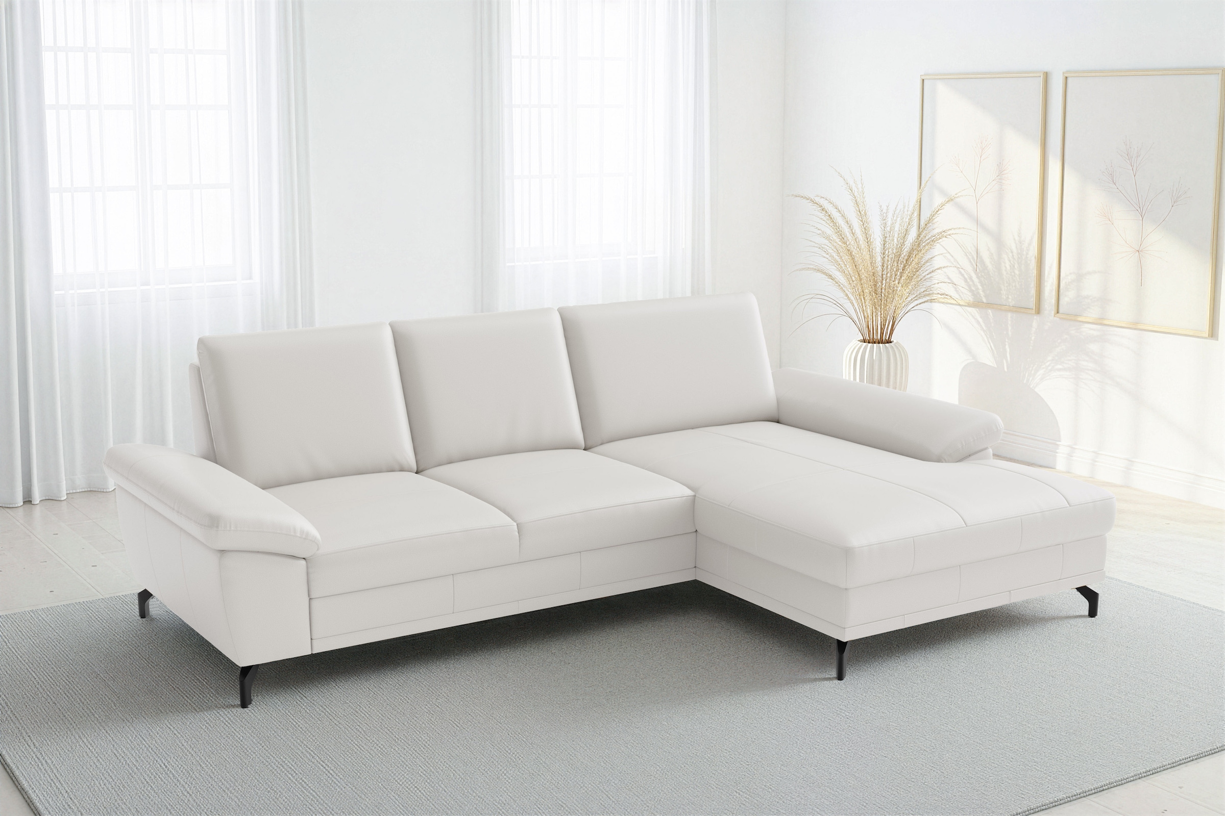 sit&more Ecksofa "Chelsea L-Form, B: 264 cm, Leder, inkl. Sitztiefen-&Armteilverstellung" optional mit Schlaffunktion und Bettkasten