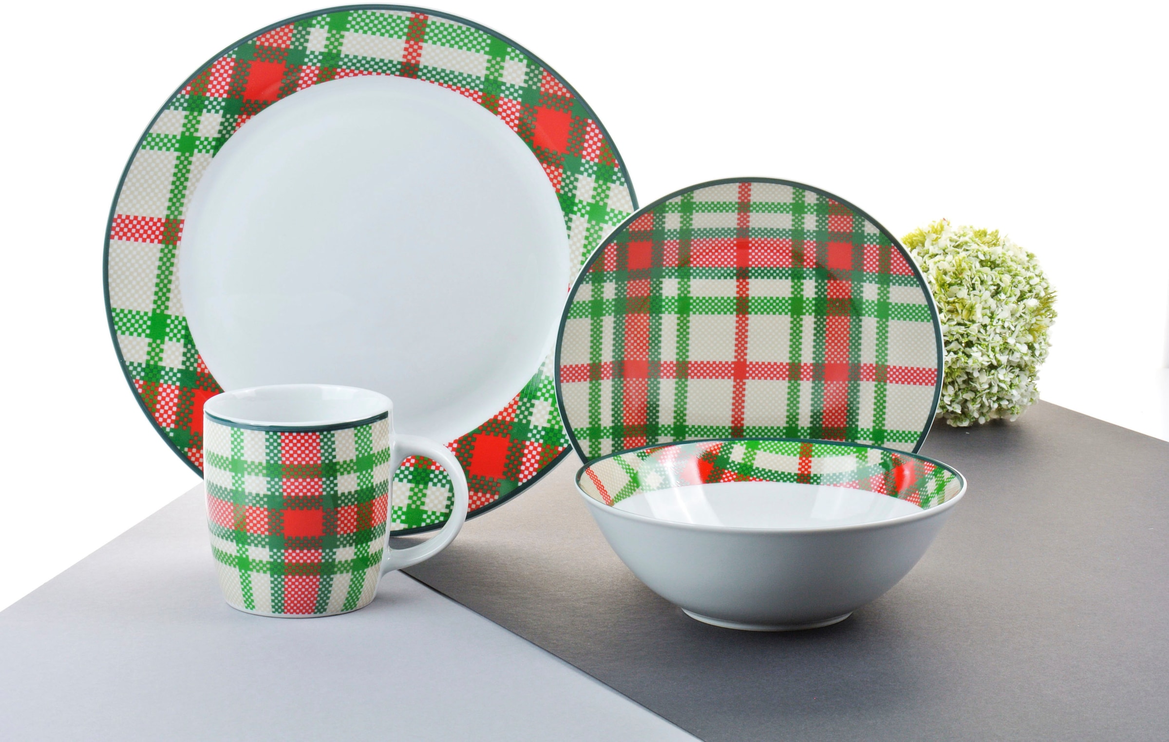 Retsch Arzberg | Farben (Set, BAUR Green«, frischen 24 Schotten-Karo Kombiservice in traditionelles »Highland tlg.)