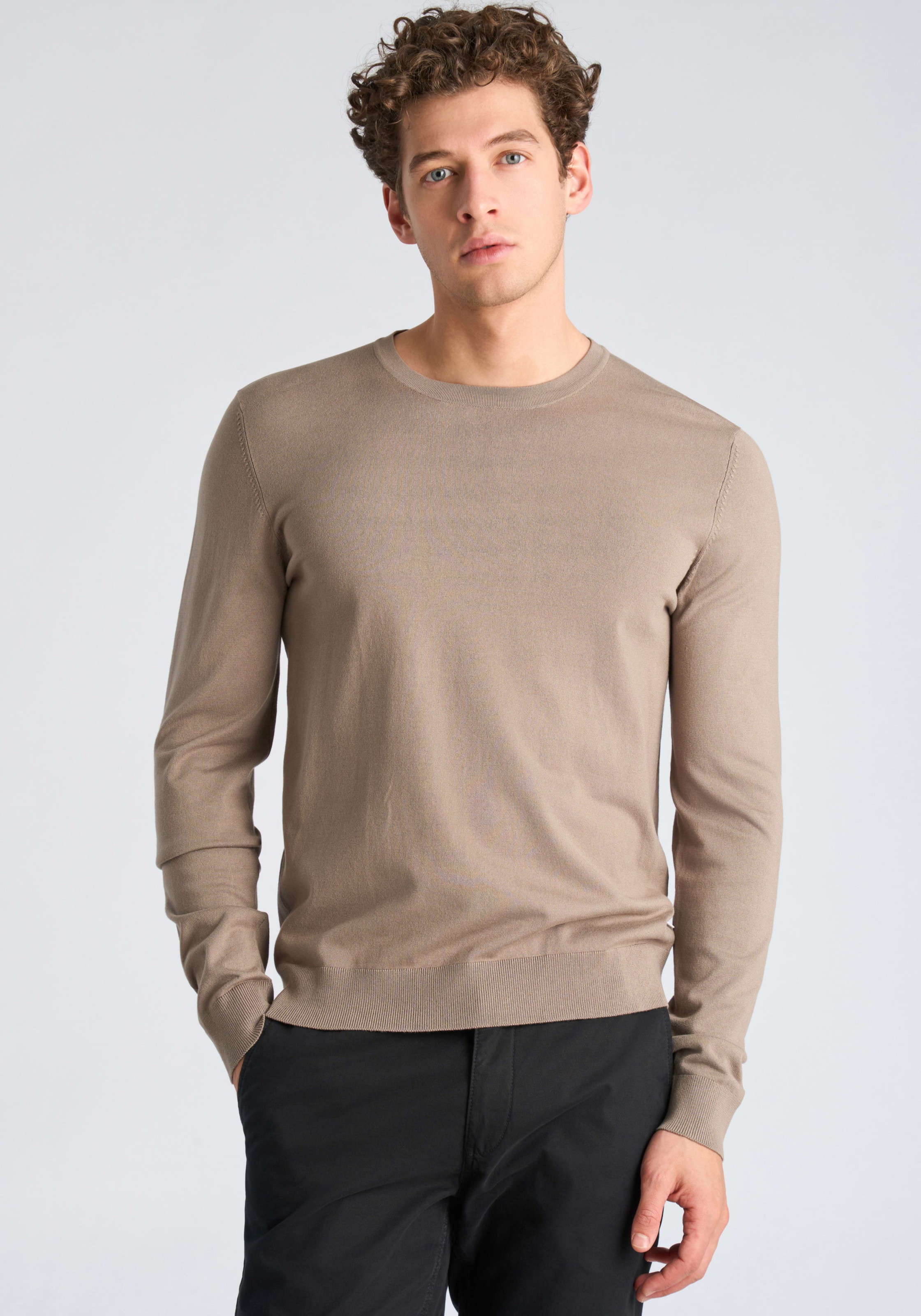 LINDBERGH Strickpullover mit Rundhals / Viskose / unifarben