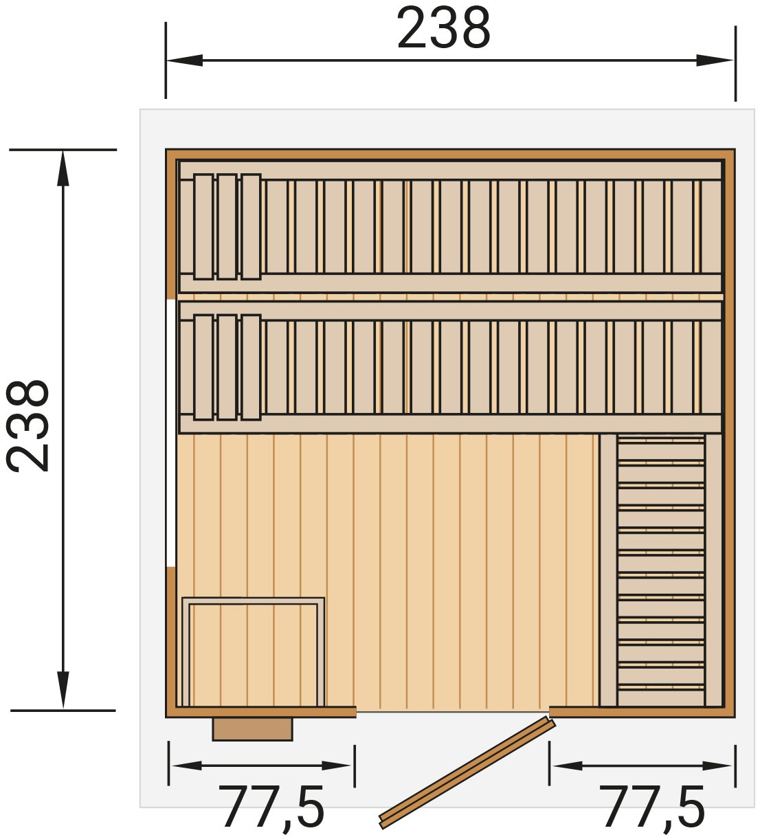 weka Saunahaus »Design-Saunahaus KUOPIO 1«, Blockbohlen, modernes wekaLine-Profil