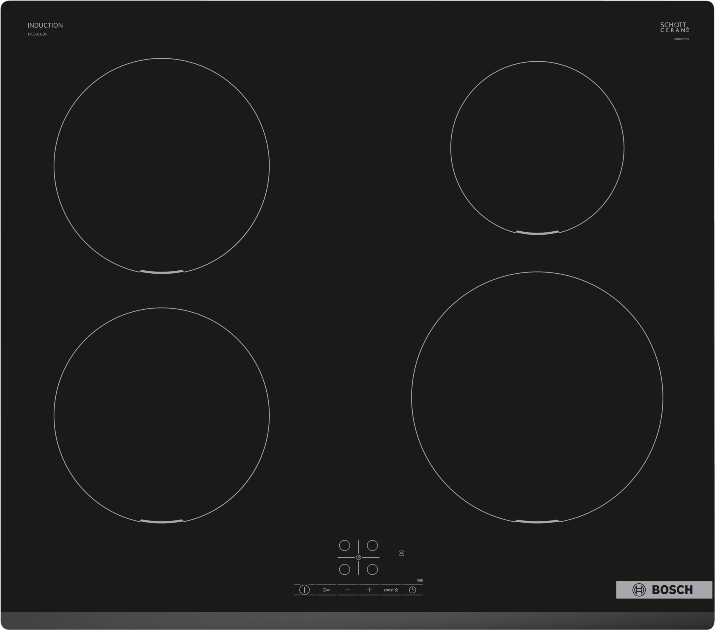 BOSCH Induktions-Kochfeld "PIE631BB5E", B:59,2cm H:5,1cm T:52,2cm, schwarz, Kochfelder, Schneller Power Boost & einfache Touch Select-Bedienung
