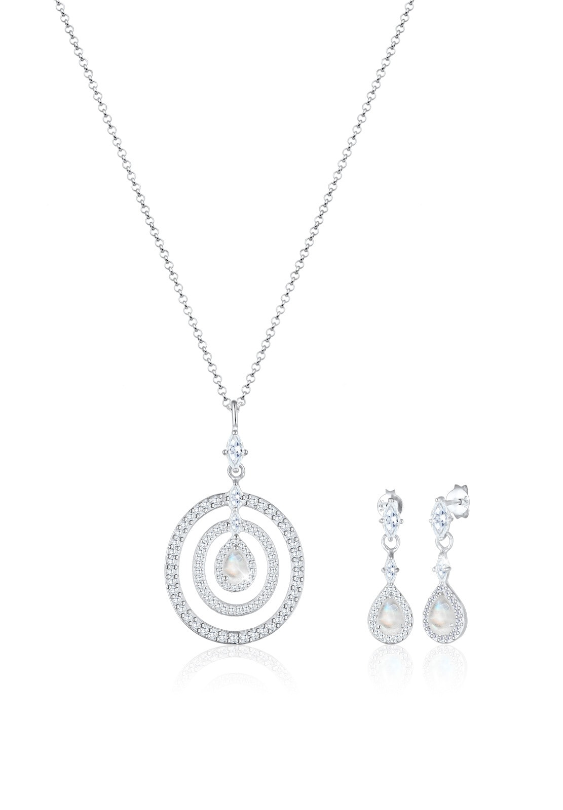 ELLI PREMIUM Damen Schmuckset "Tropfen Zirkonia Weiß 925 Sterling Silber", onesize,mit Stein, silber, Silber 925 (Sterlingsilber), Schmuck_Sets