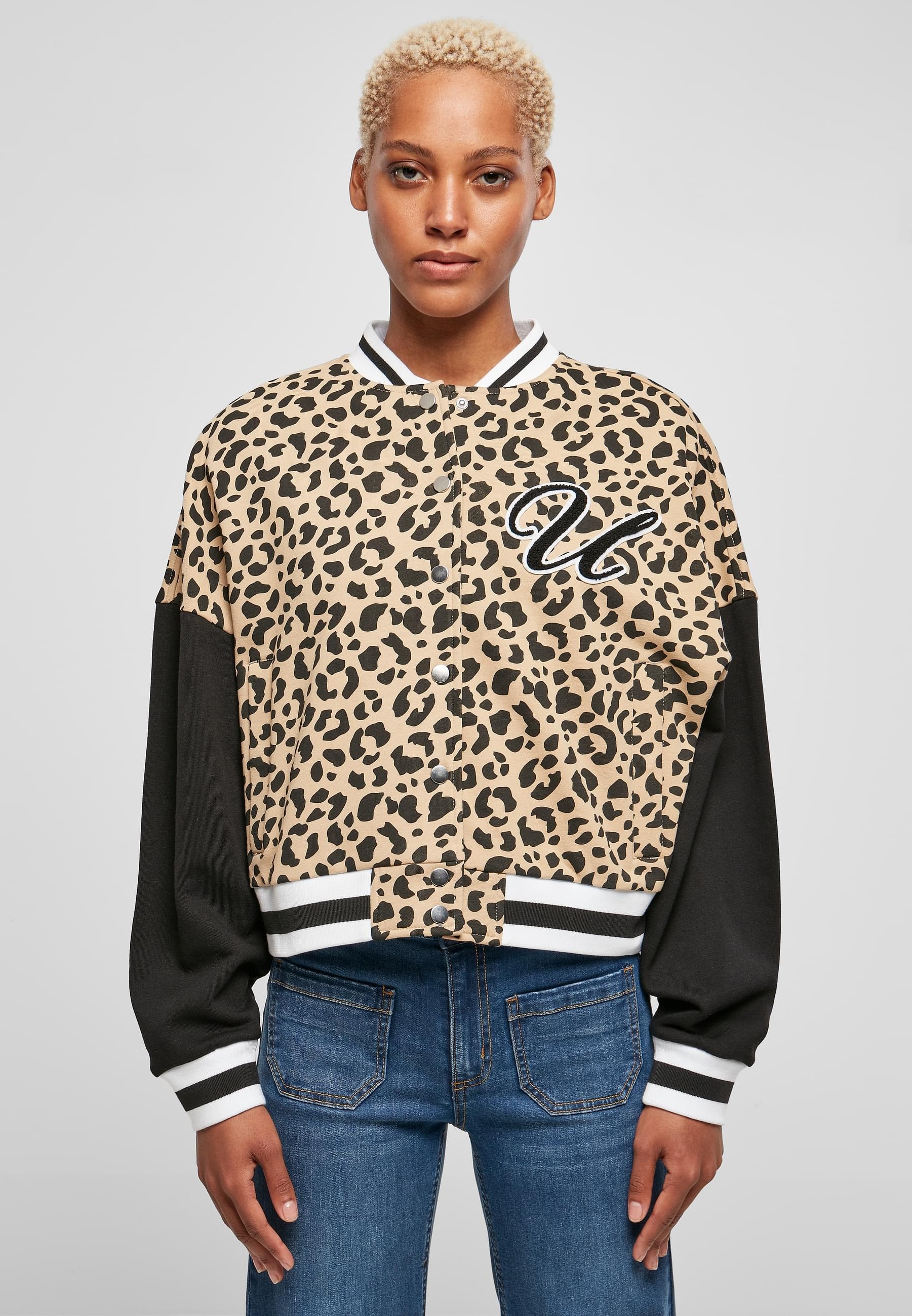 URBAN CLASSICS Sweatjacke »Urban Classics Damen Ladies AOP Oversized College Sweat Jacket«