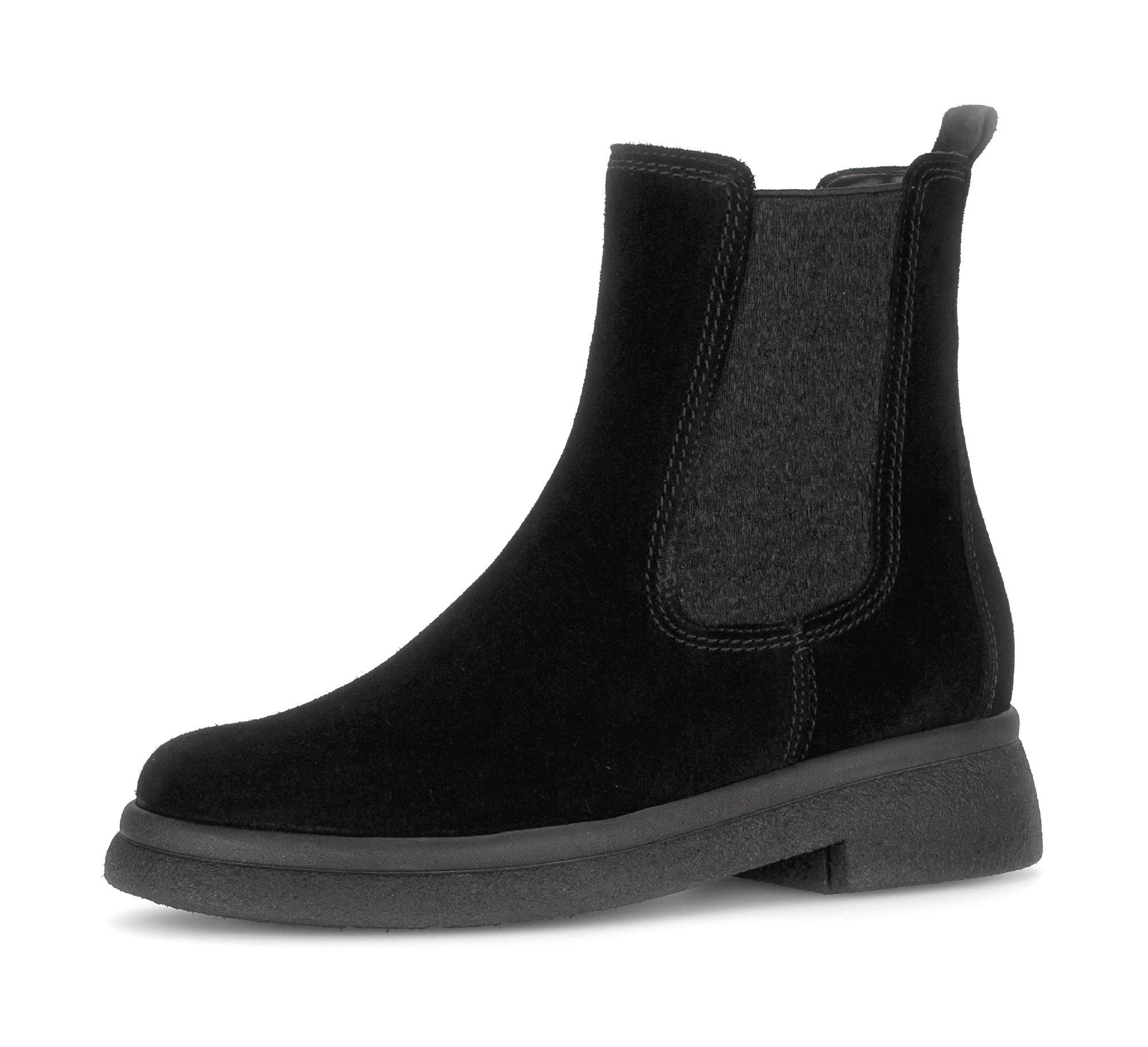Chelseaboots GABOR, Damen, Gr. 42, schwarz, Veloursleder, unifarben, Schuhe Chelseaboots, Blockabsatz, Businessschuh in Komfortweite G