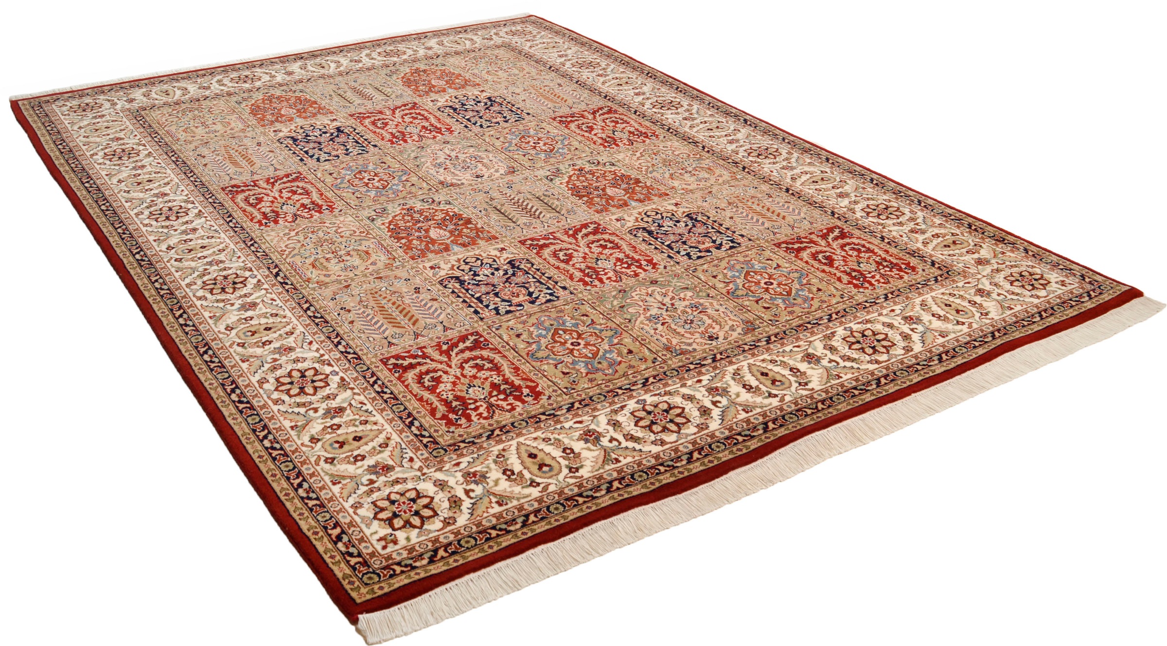 THEKO Orientteppich "Baktyari N, handgeknüpft" rechteckig 12 mm Höhe Material: 80% Wolle, 20% Seide, mit Fransen, Wohnzimmer