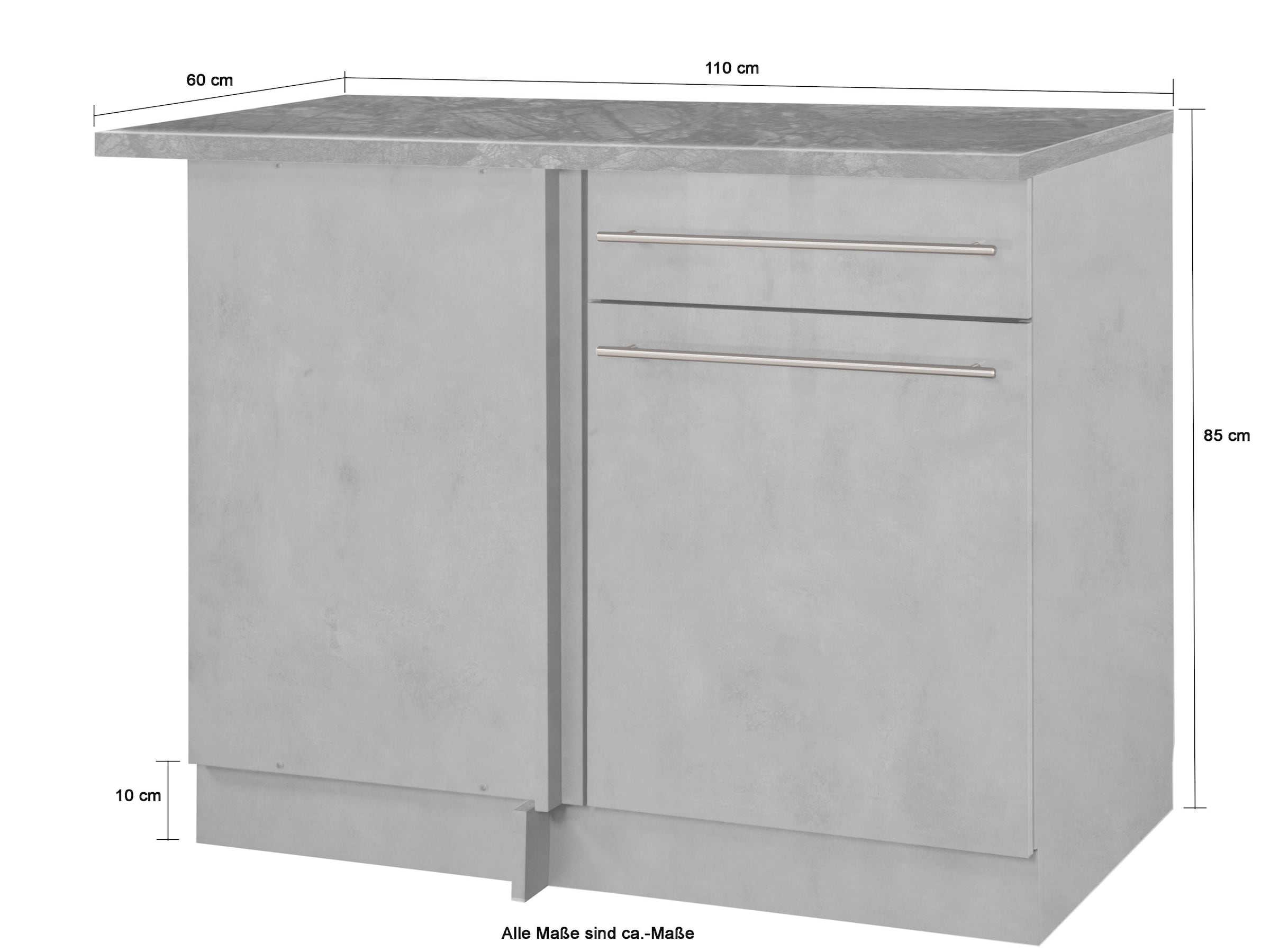wiho Küchen Eckunterschrank »Chicago«, 110 cm breit, für eine optimale Raumnutzung