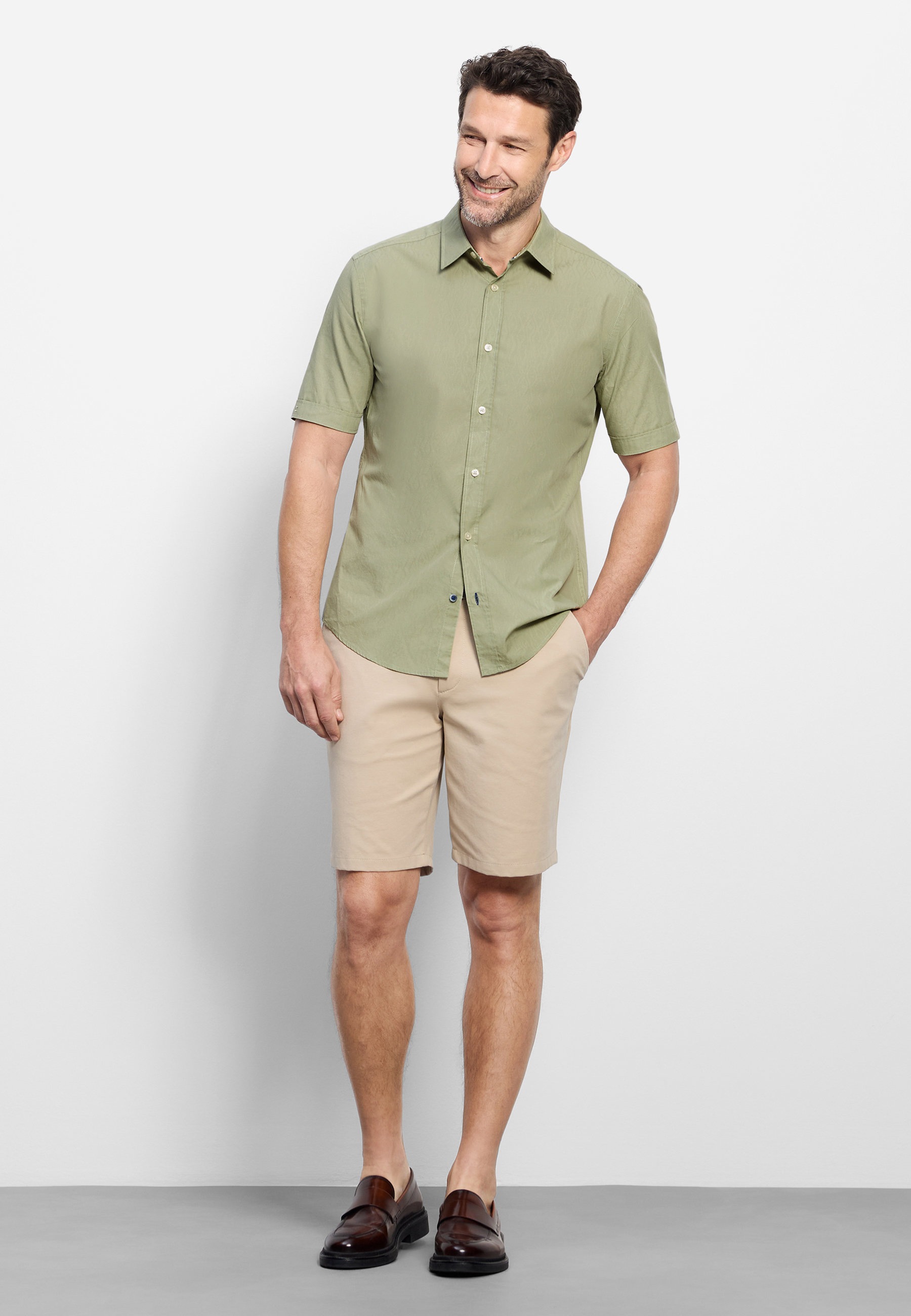 OLYMP Casual Regular Fit Kent Short Sleeve Shirt Green Size S 2