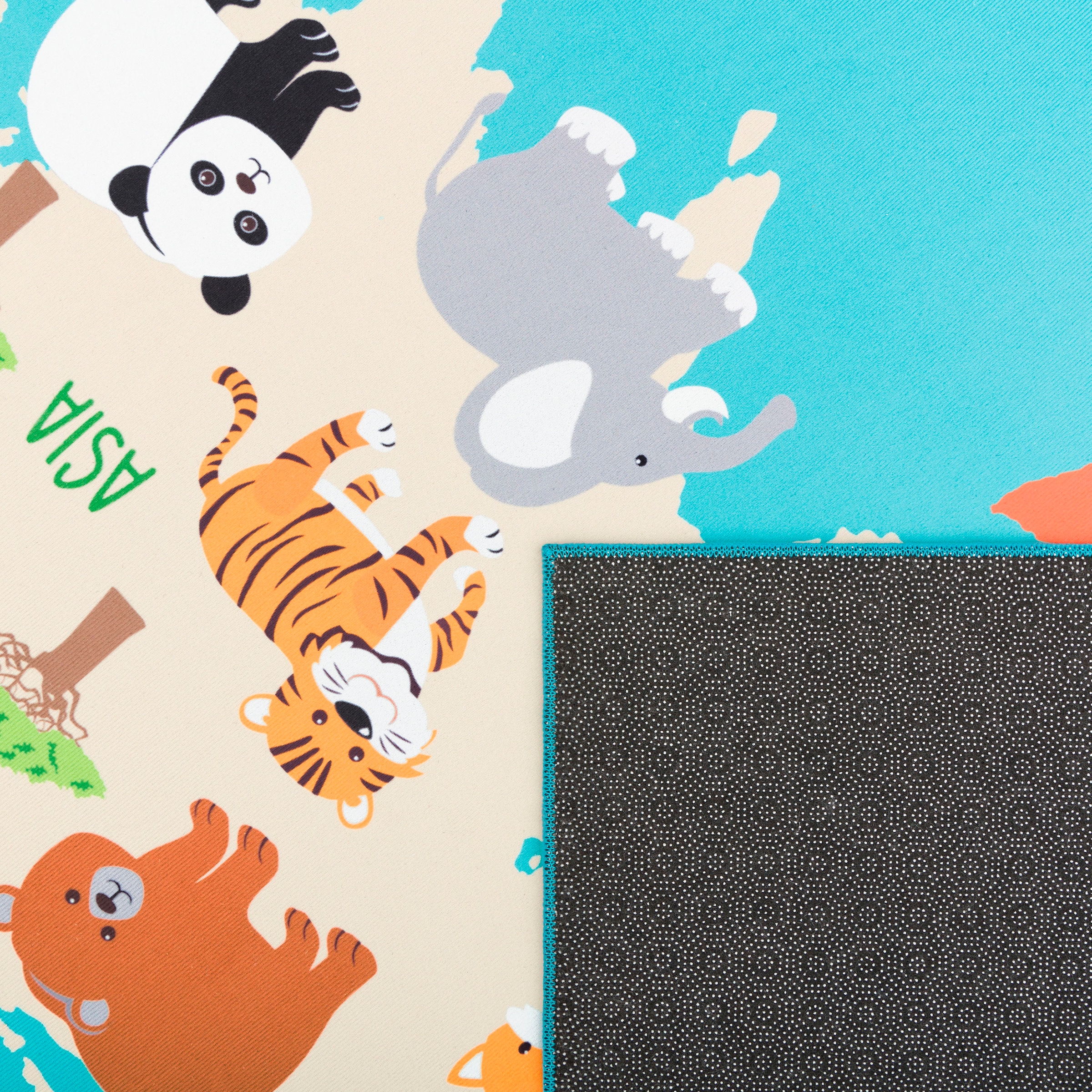 Paco Home Kinderteppich »Bino 564«, rund, 4 mm Höhe, Kurzflor, Motiv Weltkarte, Kinderzimmer