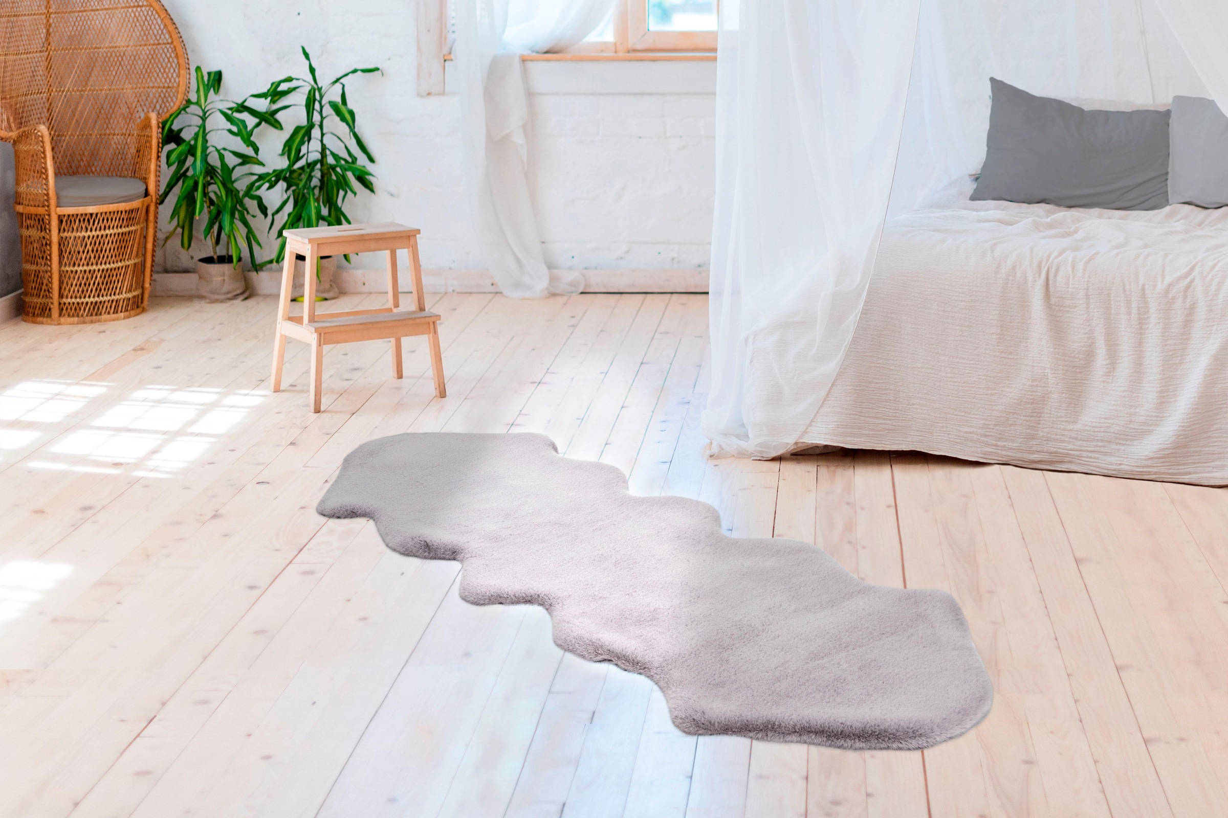 Arte Espina Fellteppich »Rabbit 300«, fellförmig, 35 mm Höhe, Kunstfell, Kaninchenfell-Haptik, supersoft, ideal als Bettvorleger