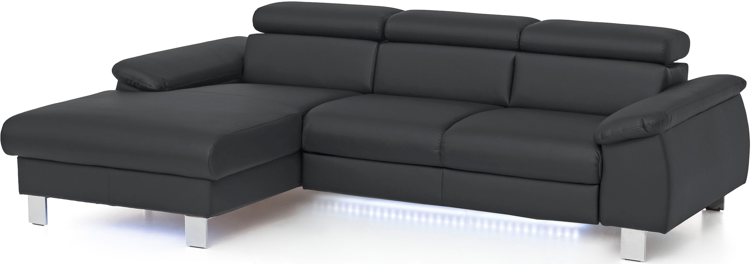 COTTA Ecksofa "Komaris L-Form,B:244cm, inkl. Kopfteilverstellung, Wellenunterfederung" optional mit Schlaffunktion und Bettkasten, plus opt. LED Beleuchtung