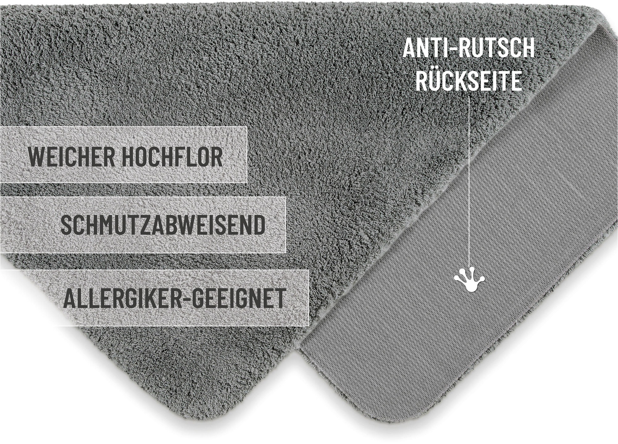 Homie Living Badematte »Porto Azzurro«, rutschhemmend beschichtet, fußbodenheizungsgeeignet-schnell trocknend, Badteppich, uni, rechteckig & rund, waschbar, Badezimmerteppich