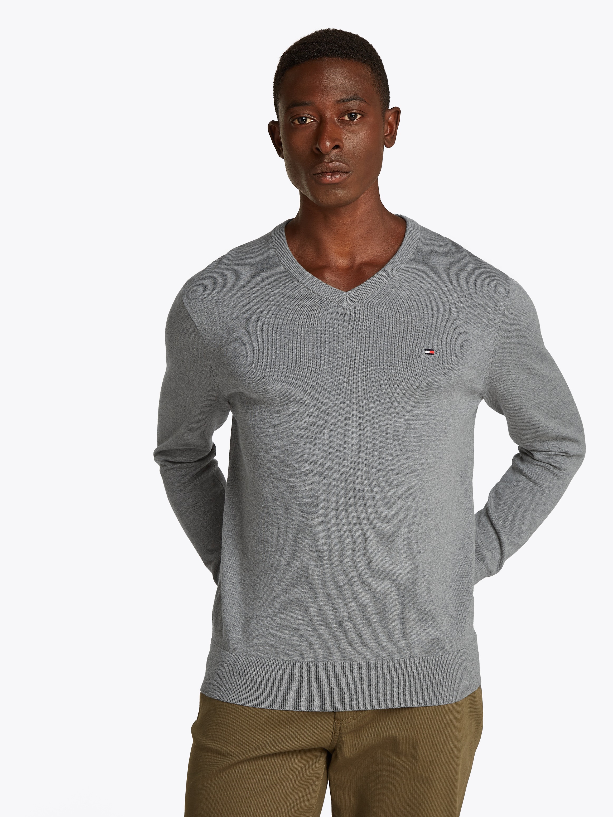 Tommy Hilfiger Strickpullover "ESSENTIAL COTTON V NECK mit V-Ausschnitt und günstig online kaufen