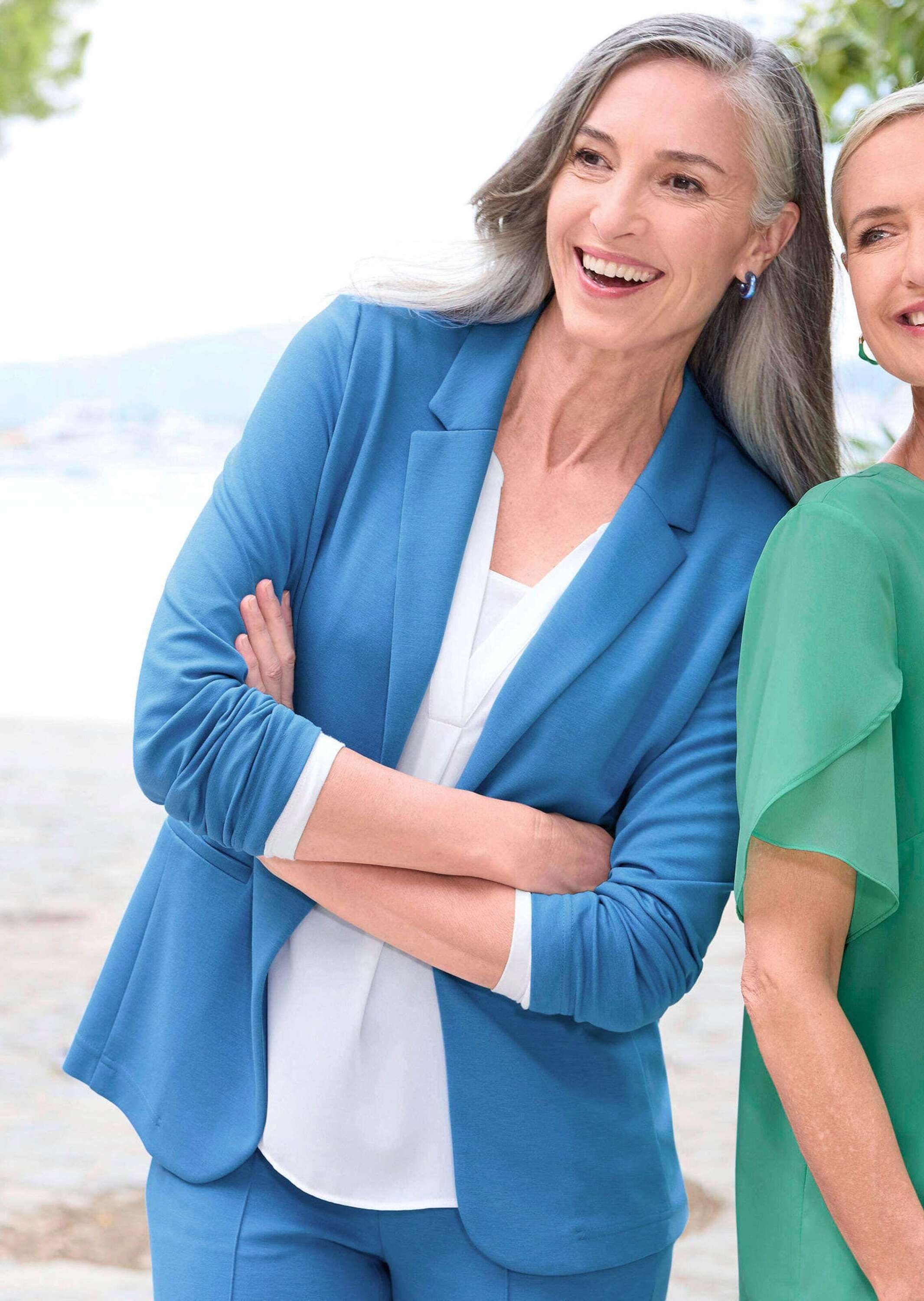 Goldner Women's Short Size Jacket Blazer Green/Blue Size 24 3