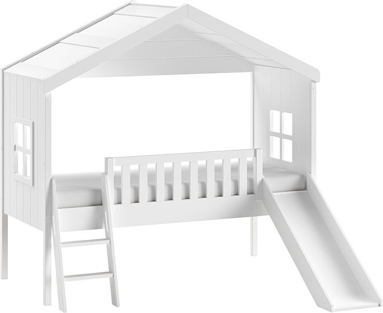 Thumbnail - Vipack Hausbett "Kiefer massiv weiß lackiert, Made in Europe, stabil gebaut" B/H/T ca. 213x201,8cm, wahlweise mit und oh...