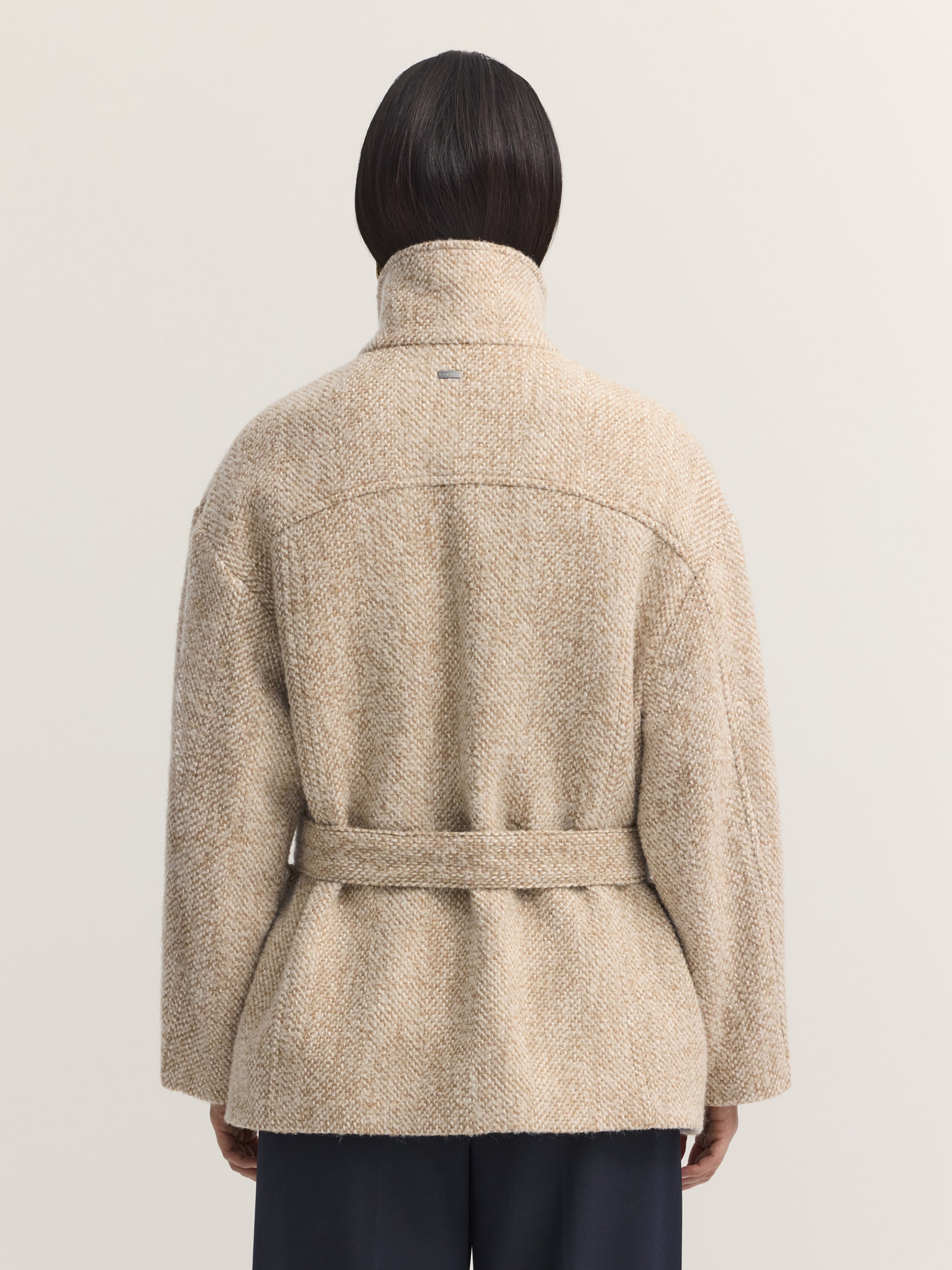bugatti Kurzjacke »Regular Fit« ohne Kapuze Regular Fit Wollmix Stehkragen Gürtel