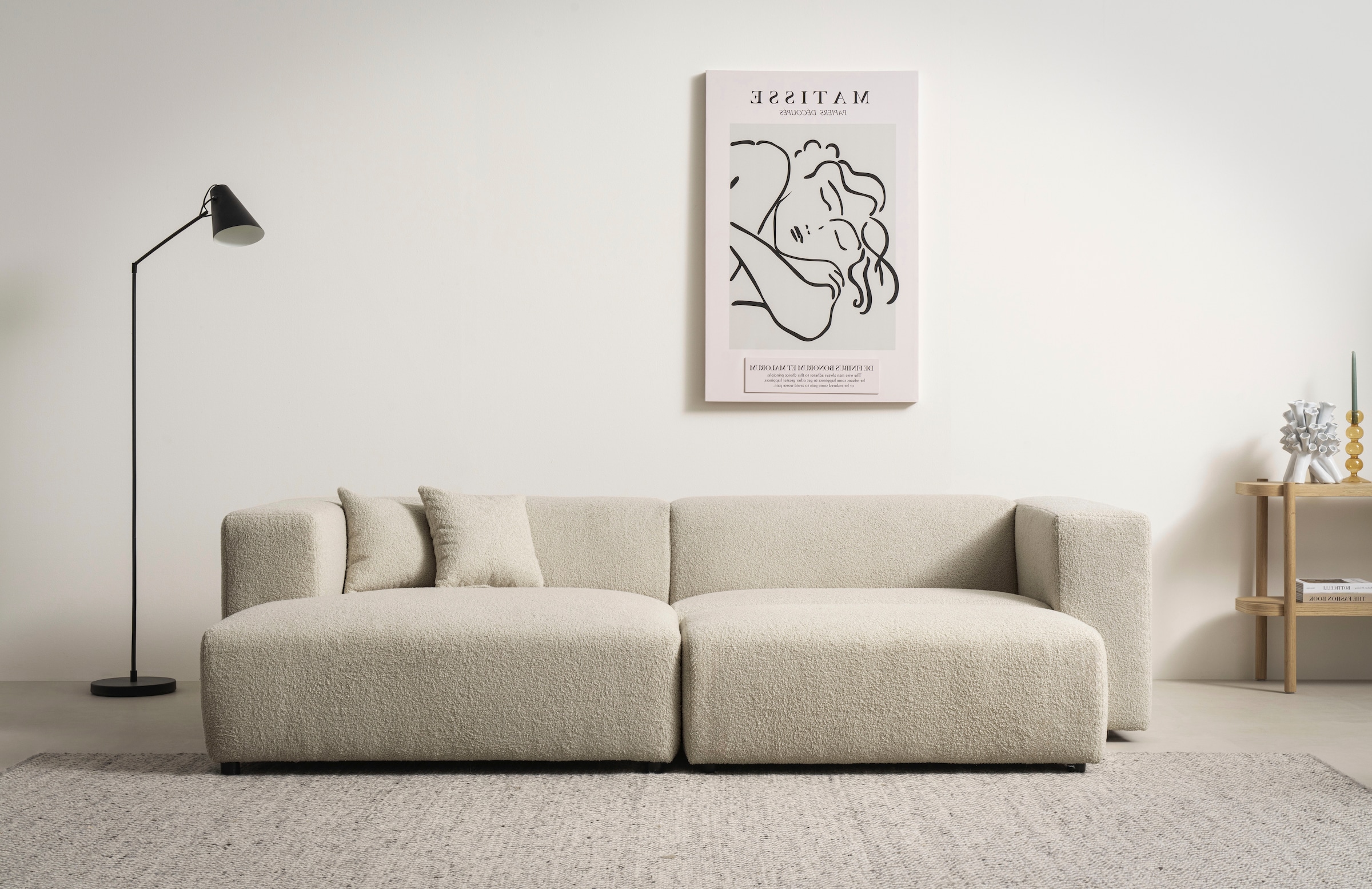 andas Polsterecke »BAKELS, Ecksofa-Set mit Hocker, L-Form mit Schlaffunktion«, Ecksofa-Set (incl. Hocker) im trendigen Megacord