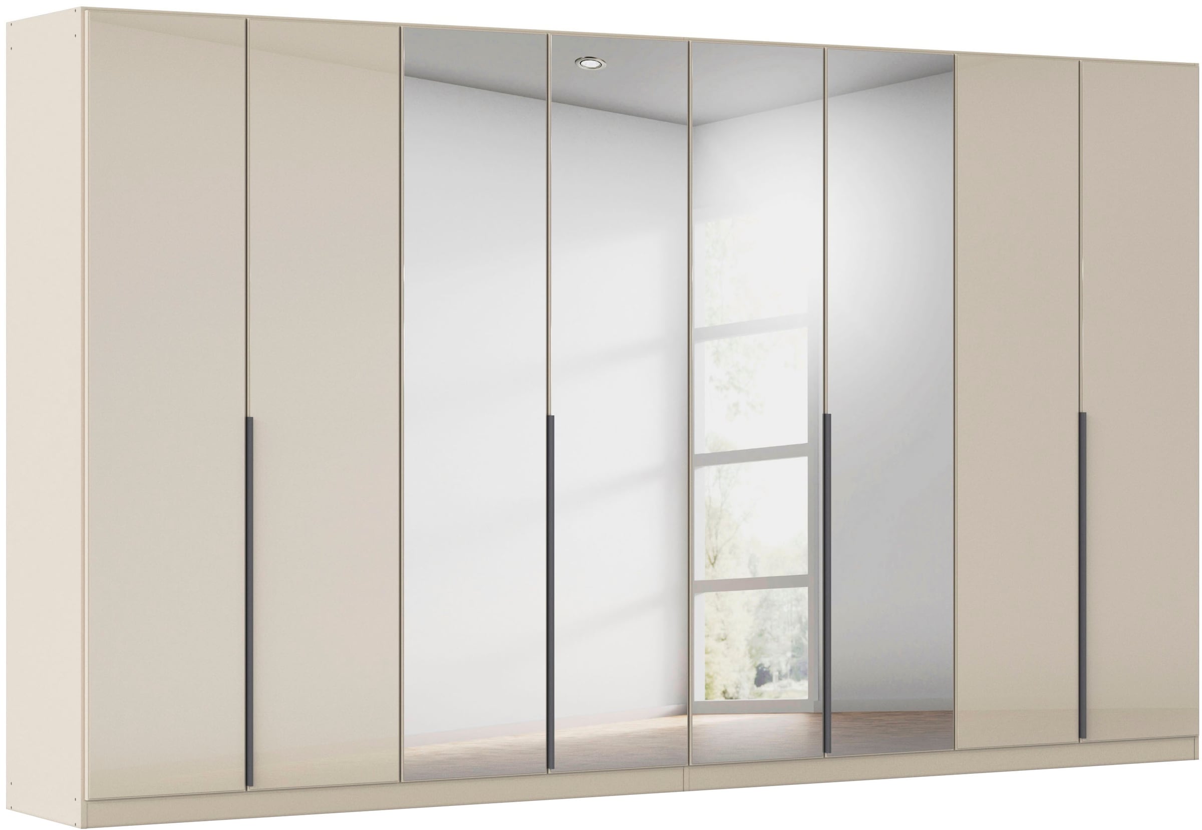 OTTO home Drehtürenschrank "Kleiderschrank Schrank Garderobe AGORDO mit Glasfront und Spiegel" in zwei Griff-Farben, Breiten 91-405 cm, durchdachte Innenausstattung, in 8 Breiten und 2 Höhen MADE IN GERMANY