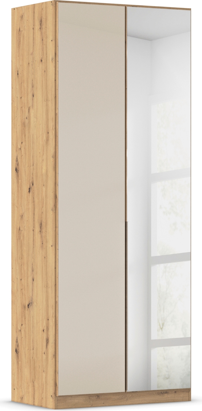 OTTO home Drehtürenschrank "Kleiderschrank Schrank Garderobe AGORDO mit Glasfront und Spiegel" in zwei Griff-Farben, Breiten 91-405 cm, durchdachte Innenausstattung, in 8 Breiten und 2 Höhen MADE IN GERMANY