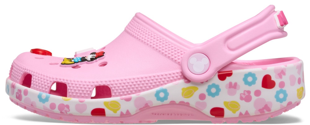 Crocs Clog »Mickey Friends Minnie Classic Clog K«, Hausschuh mit buntem Motiv