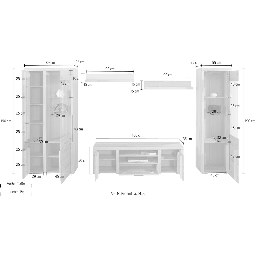 Woltra Wohnwand »Falco«, (Set, 4 St., 5)