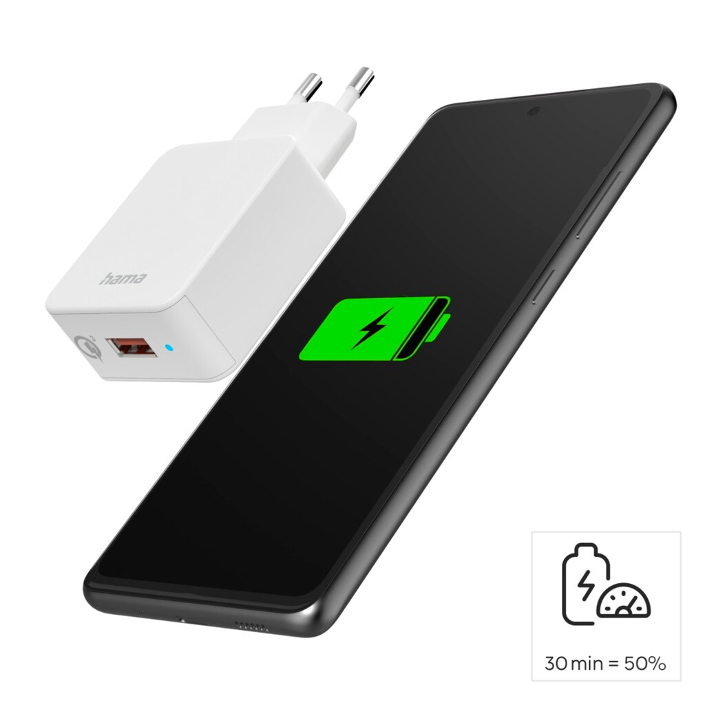 Hama USB-Ladegerät »Schnellladegerät "Qualcomm® Quick Charge™ 3.0", USB-A, 19,5 W, Weiß«